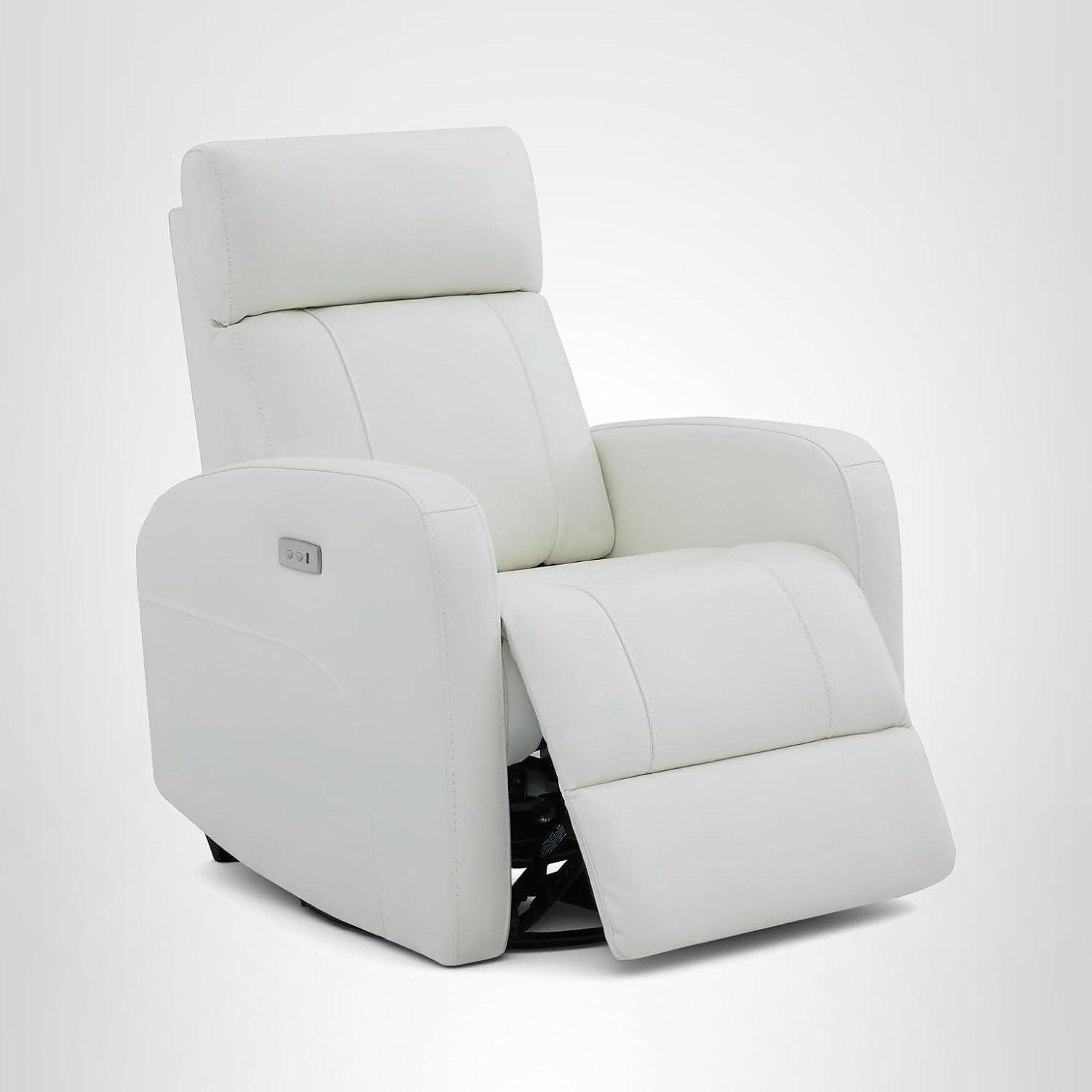 image:imageCHITA Genuine Leather Power Swivel Glider Recliner Chair FSC Certified Double Layer Backrest Truck Armrest Recliner Chair Sofa for Living RoomWhiteWhite
