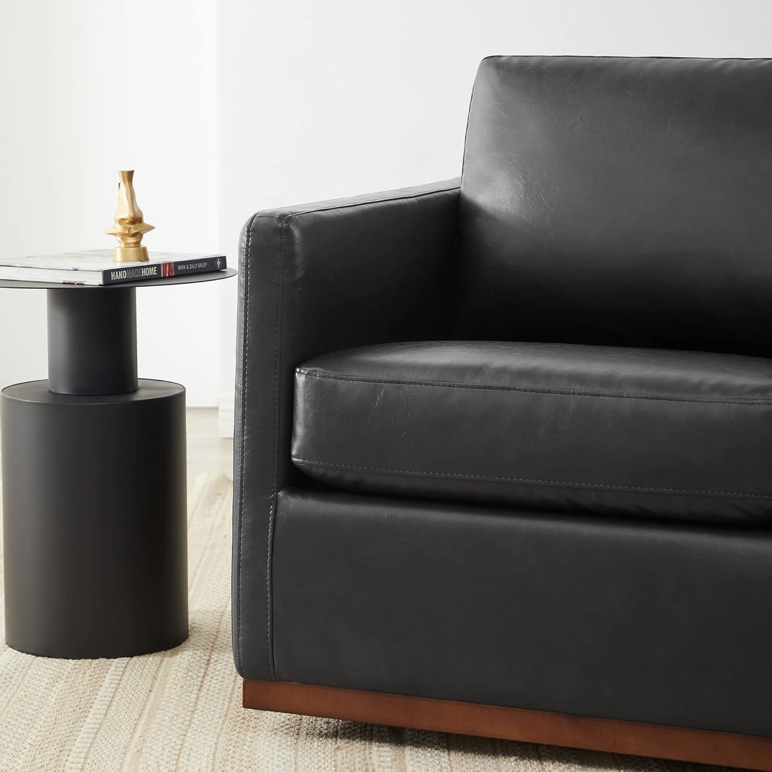 image:imageCHITA Genuine Leather Swivel Accent Chair FSC Certified Mid Century Modern Arm Chair for Living Room and Bedroom Fully Assembled SaddleBlack