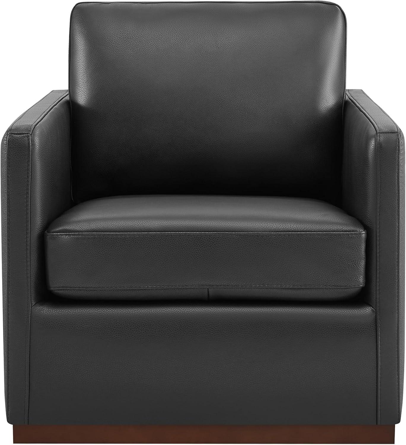 image:imageCHITA Genuine Leather Swivel Accent Chair FSC Certified Mid Century Modern Arm Chair for Living Room and Bedroom Fully Assembled SaddleBlack