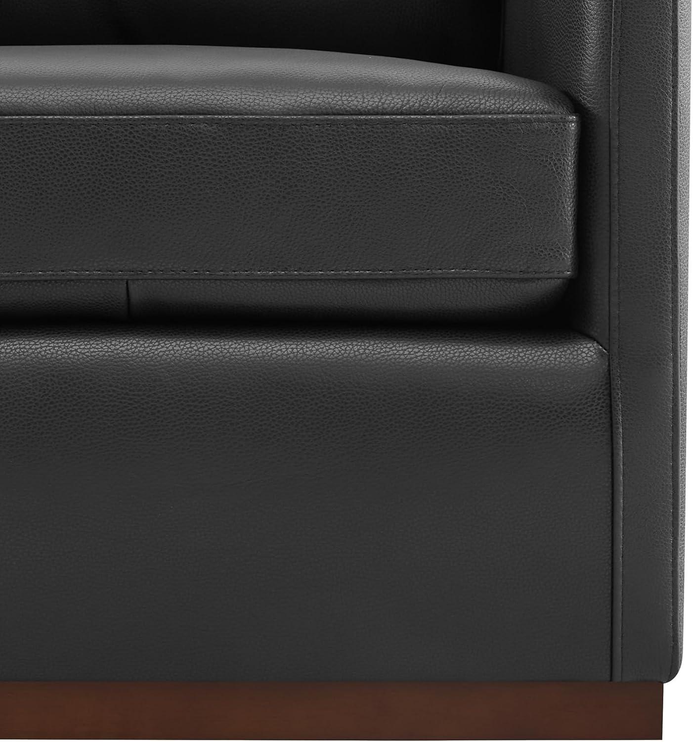 image:imageCHITA Genuine Leather Swivel Accent Chair FSC Certified Mid Century Modern Arm Chair for Living Room and Bedroom Fully Assembled SaddleBlack