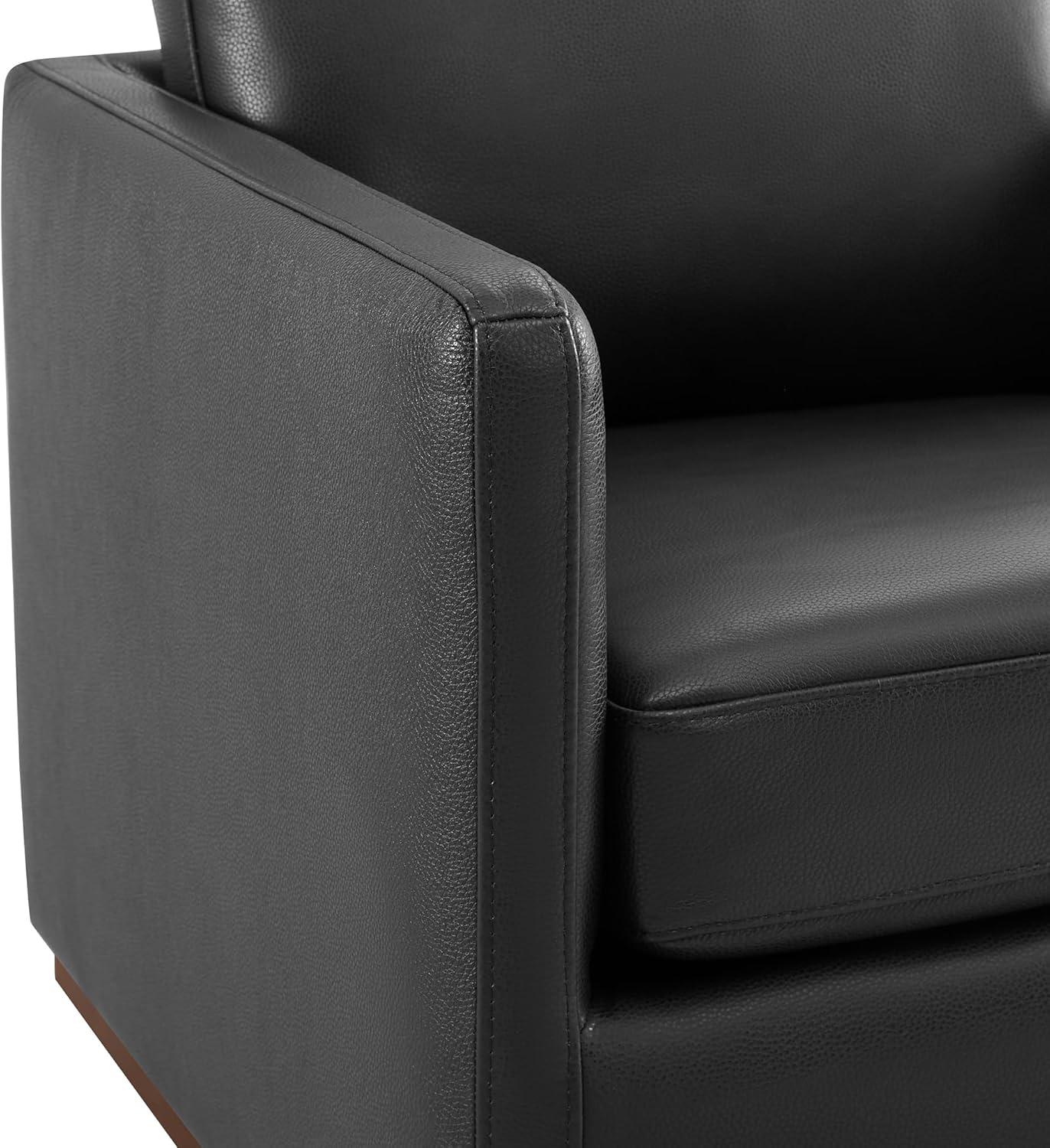 image:imageCHITA Genuine Leather Swivel Accent Chair FSC Certified Mid Century Modern Arm Chair for Living Room and Bedroom Fully Assembled SaddleBlack