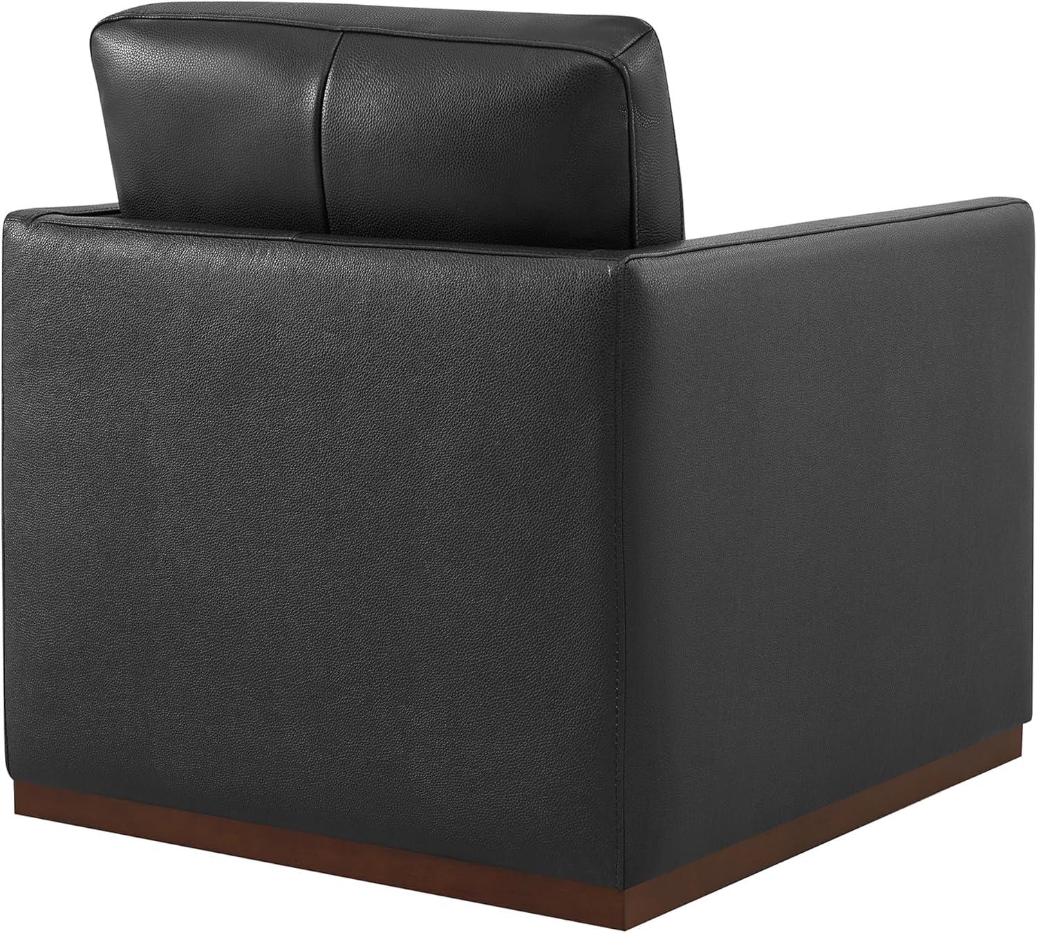 image:imageCHITA Genuine Leather Swivel Accent Chair FSC Certified Mid Century Modern Arm Chair for Living Room and Bedroom Fully Assembled SaddleBlack