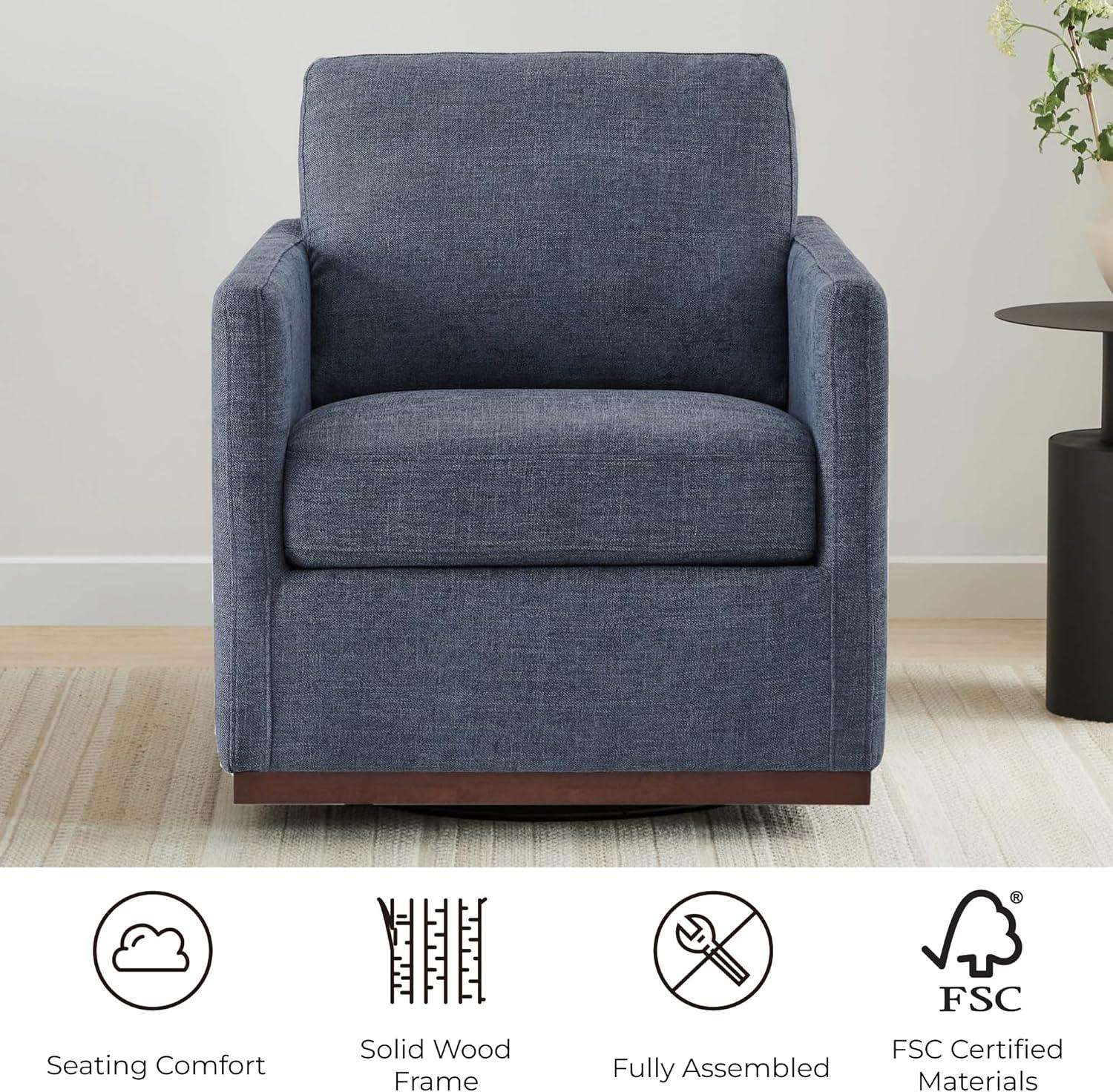 image:imageCHITA Genuine Leather Swivel Accent Chair FSC Certified Mid Century Modern Arm Chair for Living Room and Bedroom Fully Assembled SaddleBule