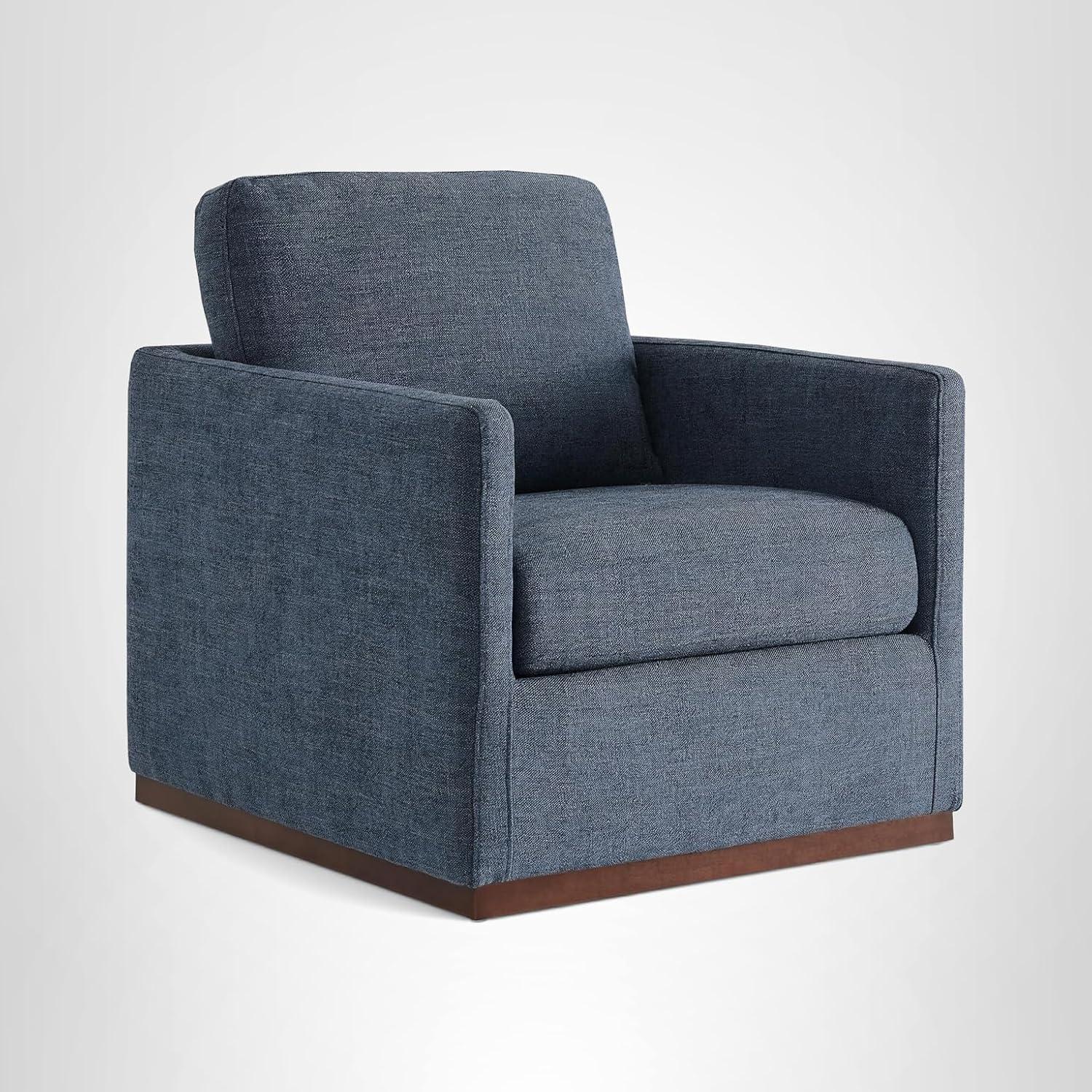 image:imageCHITA Genuine Leather Swivel Accent Chair FSC Certified Mid Century Modern Arm Chair for Living Room and Bedroom Fully Assembled SaddleBule