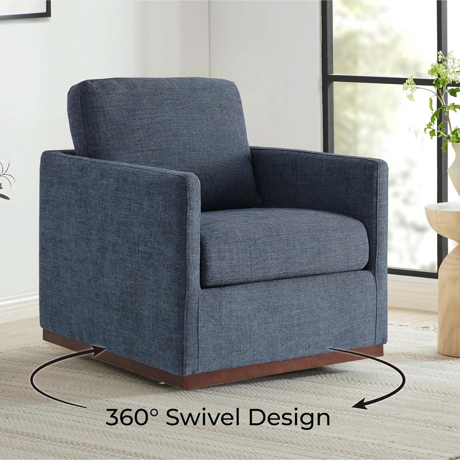image:imageCHITA Genuine Leather Swivel Accent Chair FSC Certified Mid Century Modern Arm Chair for Living Room and Bedroom Fully Assembled SaddleBule