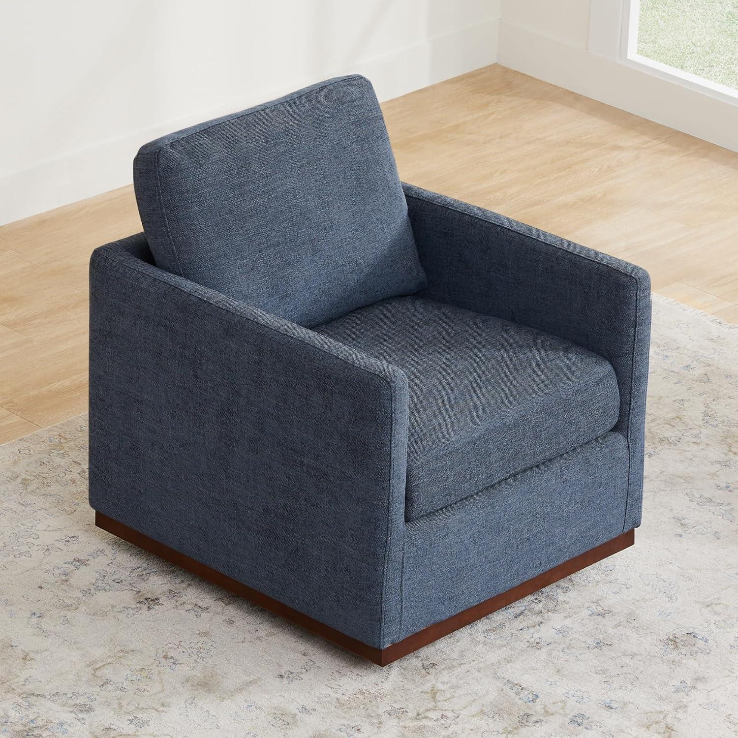 image:imageCHITA Genuine Leather Swivel Accent Chair FSC Certified Mid Century Modern Arm Chair for Living Room and Bedroom Fully Assembled SaddleBule