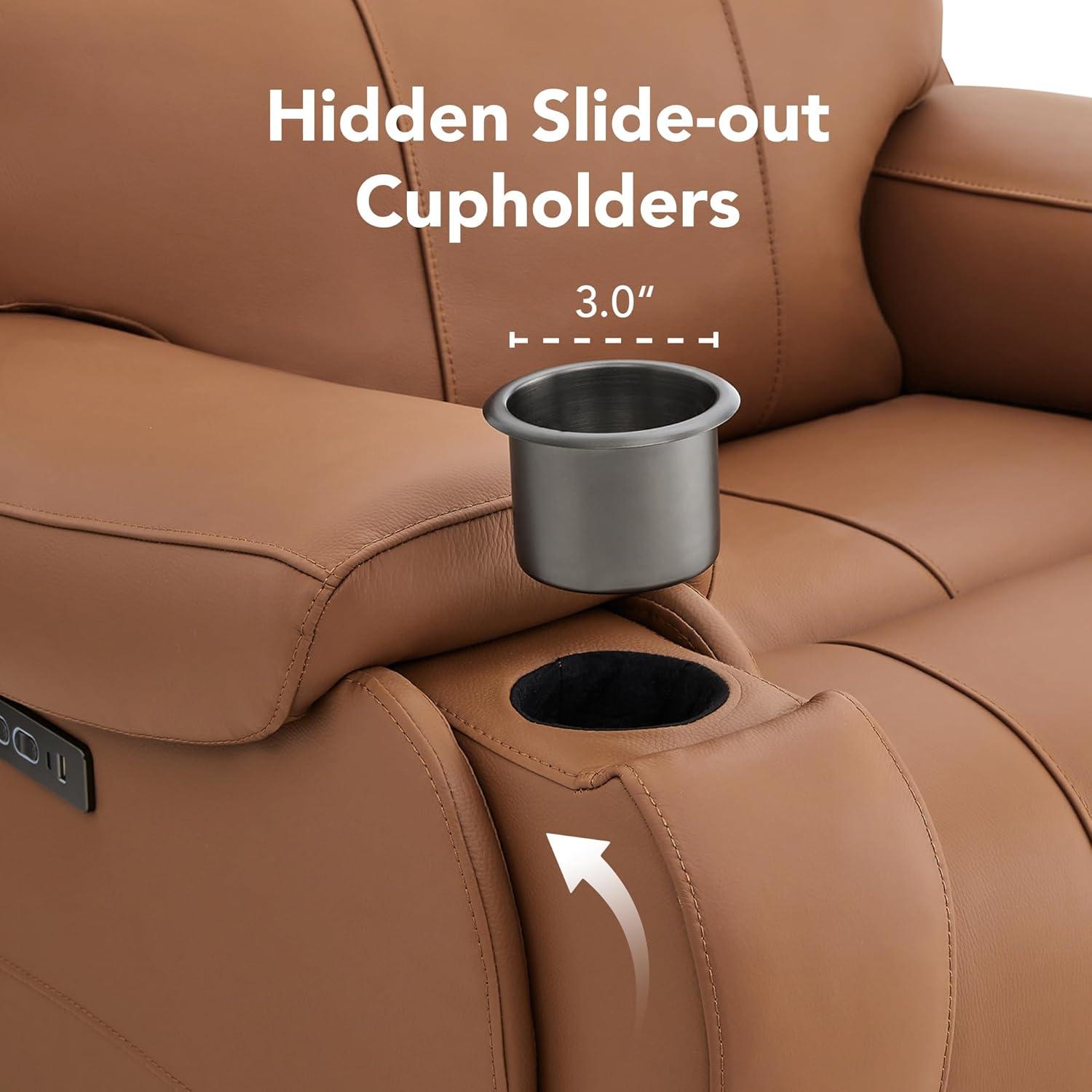 image:imageCHITA Large Power Zero Gravity Recliner Chair Genuine Leather Recliner Chair for Adults with Adjustable Power Headrest and Hidden SlideOut Cupholders USB and TypeC Ports Creamy GreySaddle