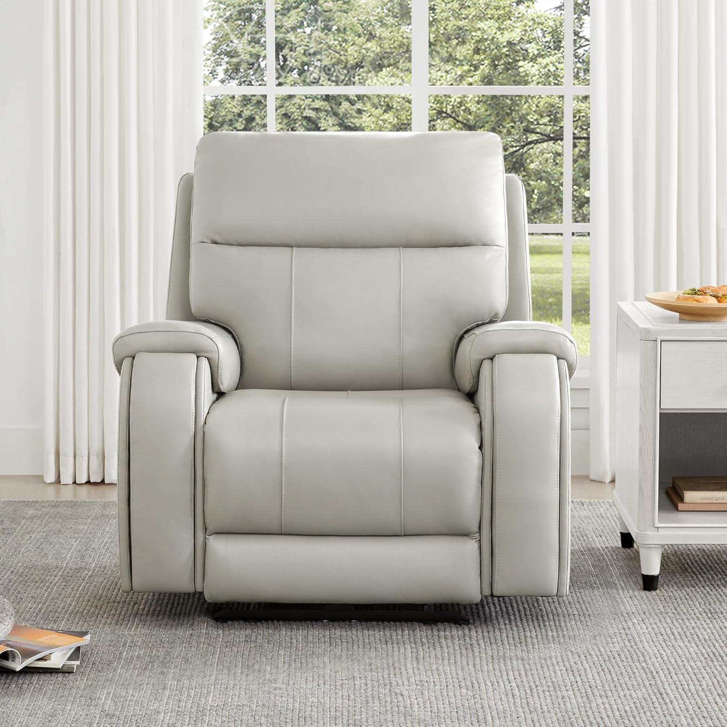image:imageCHITA Large Power Zero Gravity Recliner Chair Genuine Leather Recliner Chair for Adults with Adjustable Power Headrest and Hidden SlideOut Cupholders USB and TypeC Ports Creamy GreyGrey