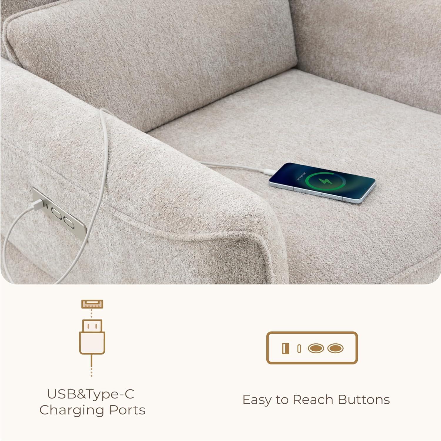 image:imageCHITA Power Nursery Rocking Chair Swivel Glider Recliner Chair with Solid Wood Base Bulitin USB amp TypeC Charging Ports for Living Room FSC Certified Moss GreenTaupe