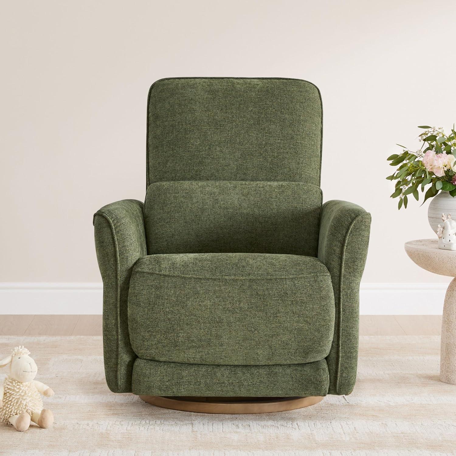 image:imageCHITA Power Nursery Rocking Chair Swivel Glider Recliner Chair with Solid Wood Base Bulitin USB amp TypeC Charging Ports for Living Room FSC Certified Moss GreenMoss Green