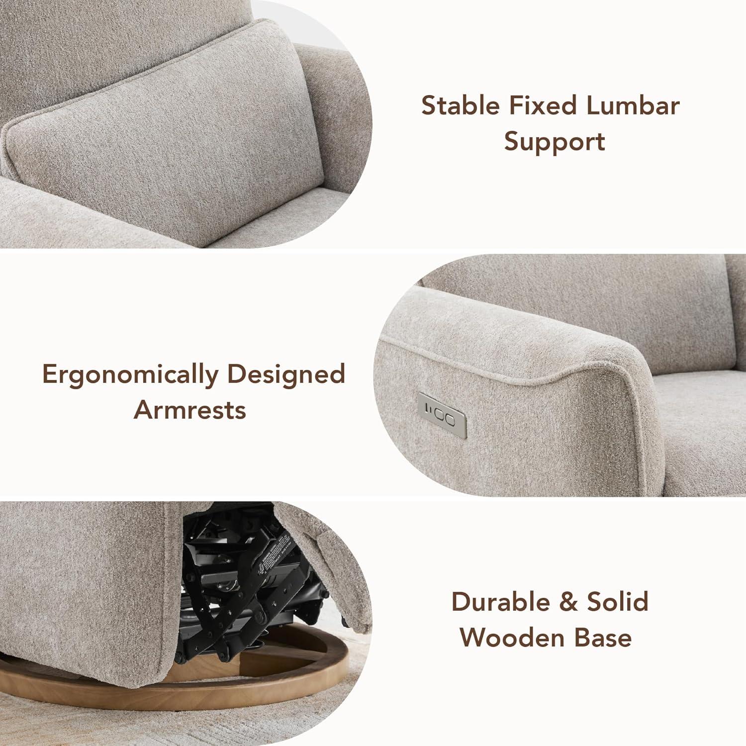 image:imageCHITA Power Nursery Rocking Chair Swivel Glider Recliner Chair with Solid Wood Base Bulitin USB amp TypeC Charging Ports for Living Room FSC Certified Moss GreenTaupe