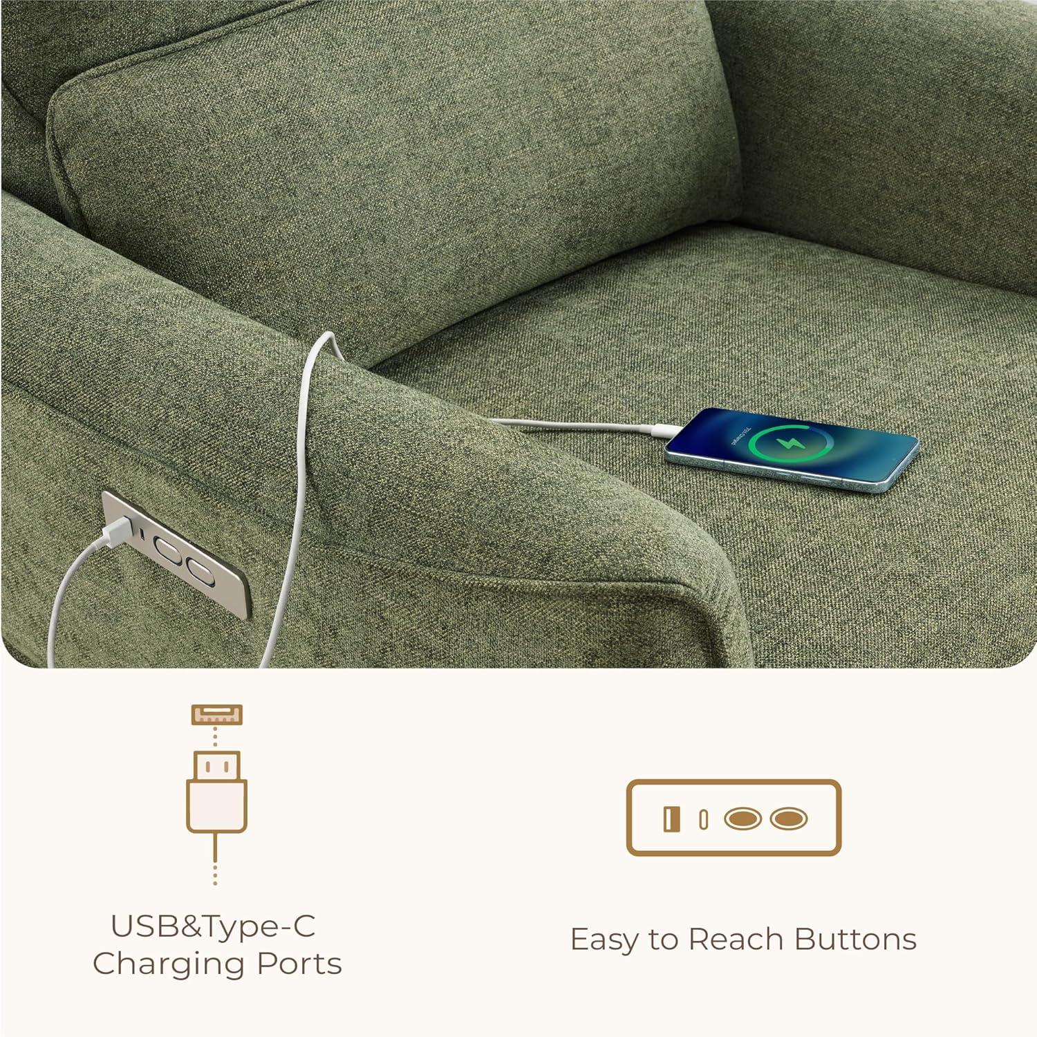 image:imageCHITA Power Nursery Rocking Chair Swivel Glider Recliner Chair with Solid Wood Base Bulitin USB amp TypeC Charging Ports for Living Room FSC Certified Moss GreenMoss Green