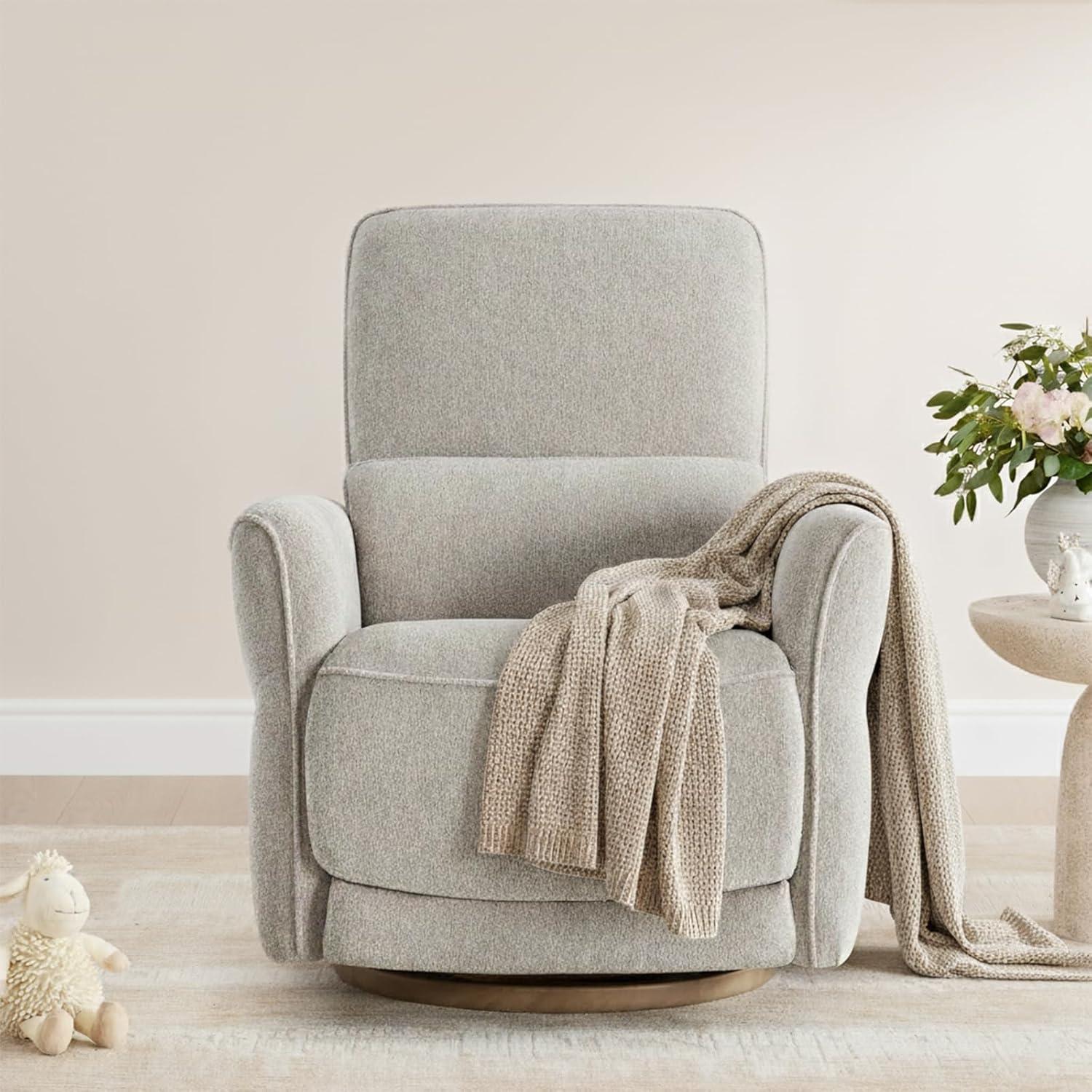 image:imageCHITA Power Nursery Rocking Chair Swivel Glider Recliner Chair with Solid Wood Base Bulitin USB amp TypeC Charging Ports for Living Room FSC Certified Moss GreenTaupe