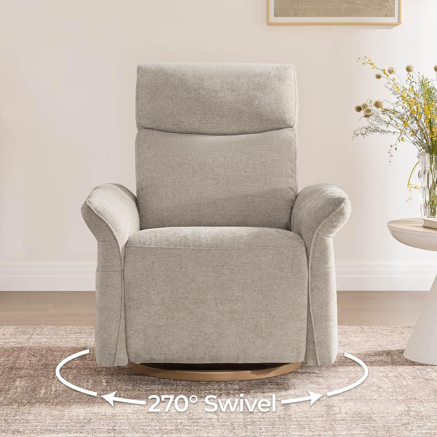image:imageCHITA Power Recliner Chair Electric TripleMotor Swivel Glider Nursery Rocking Chair with Adjustable Power Headrest and Lumbar Support Solid Wood Base LinenKhaki