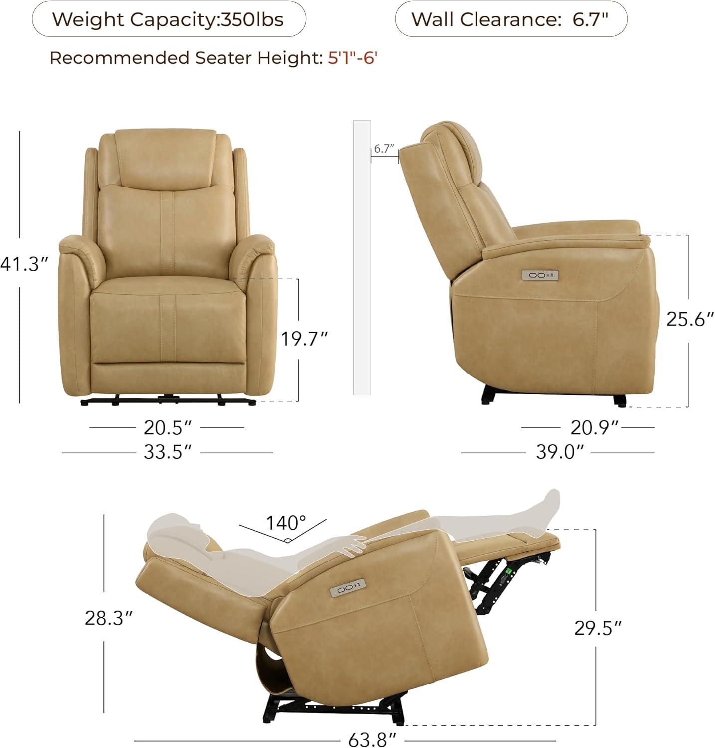 image:imageCHITA Power Recliner Chairs for Adults Electric Leather Super Zero Gravity Recliner with USB amp TypeC Charging Ports for Living Room Bedroom amp Home Theater Relaxation Faux Leather in ChocolateTan