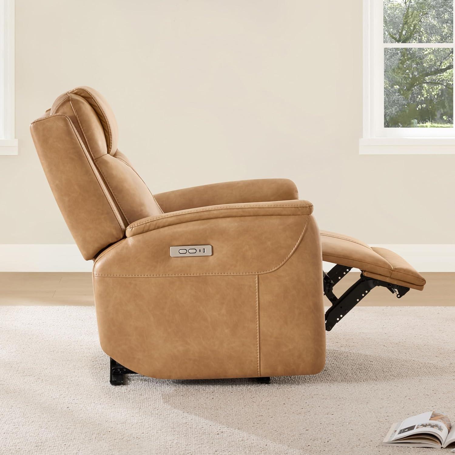 image:imageCHITA Power Recliner Chairs for Adults Electric Leather Super Zero Gravity Recliner with USB amp TypeC Charging Ports for Living Room Bedroom amp Home Theater Relaxation Faux Leather in ChocolateCamel