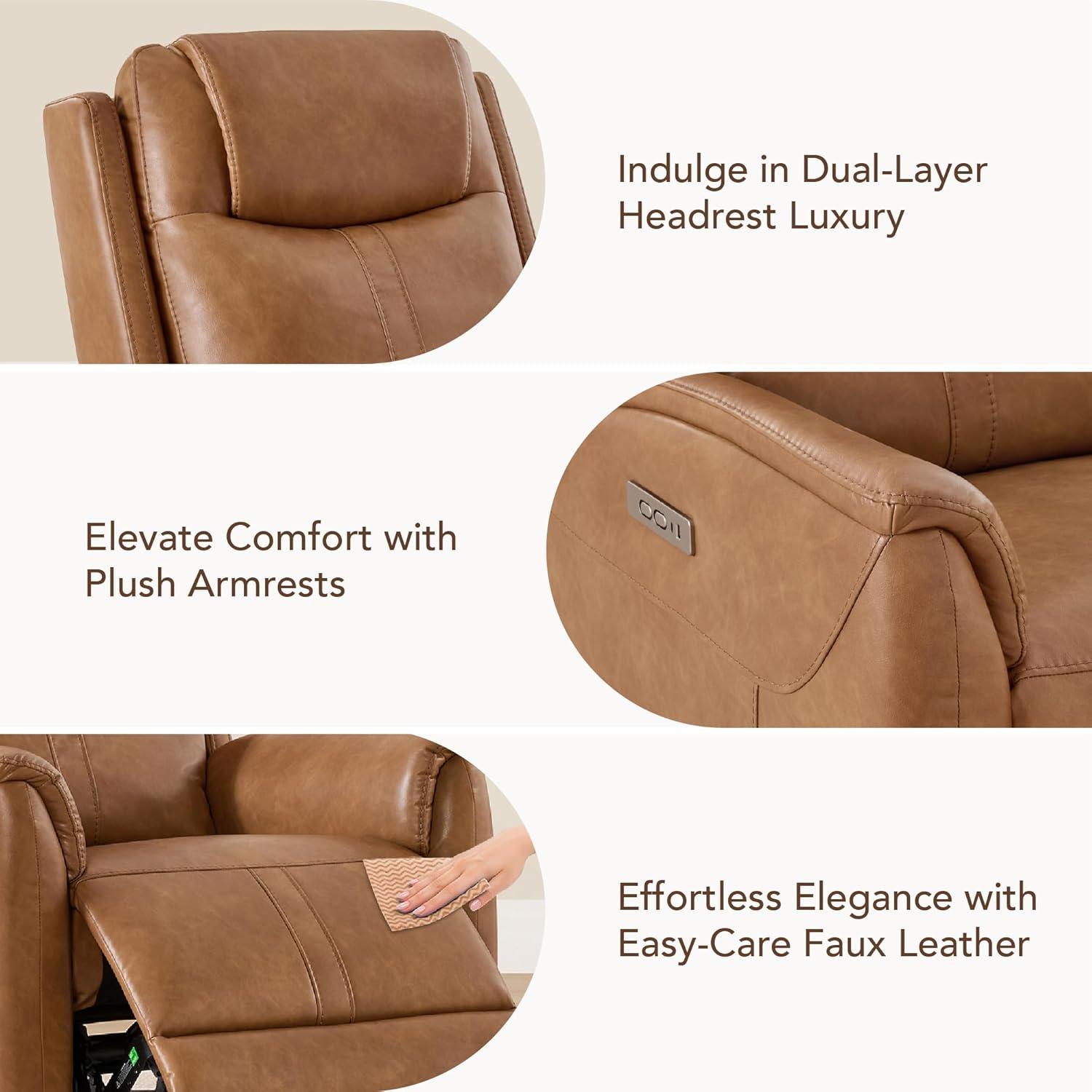 image:imageCHITA Power Recliner Chairs for Adults Electric Leather Super Zero Gravity Recliner with USB amp TypeC Charging Ports for Living Room Bedroom amp Home Theater Relaxation Faux Leather in ChocolateCamel