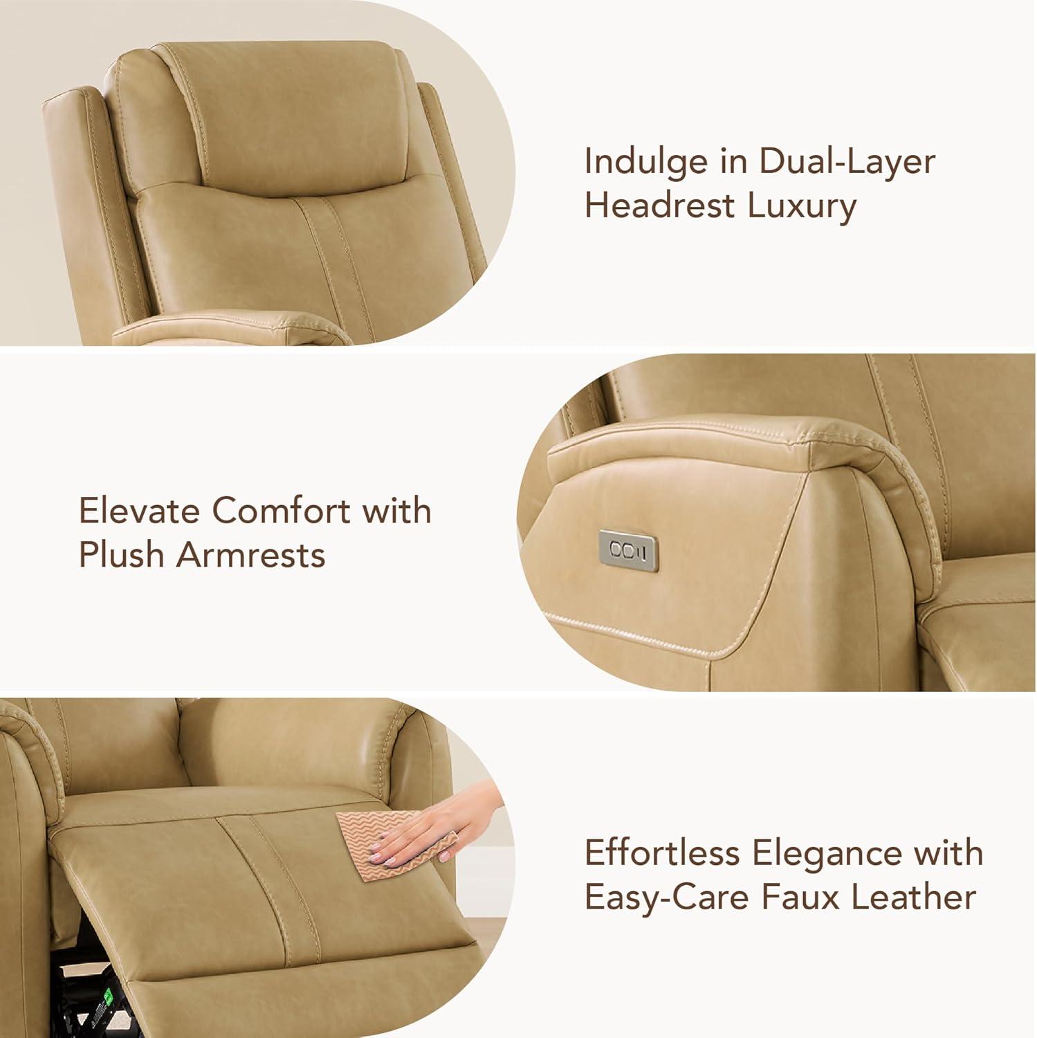 image:imageCHITA Power Recliner Chairs for Adults Electric Leather Super Zero Gravity Recliner with USB amp TypeC Charging Ports for Living Room Bedroom amp Home Theater Relaxation Faux Leather in ChocolateTan