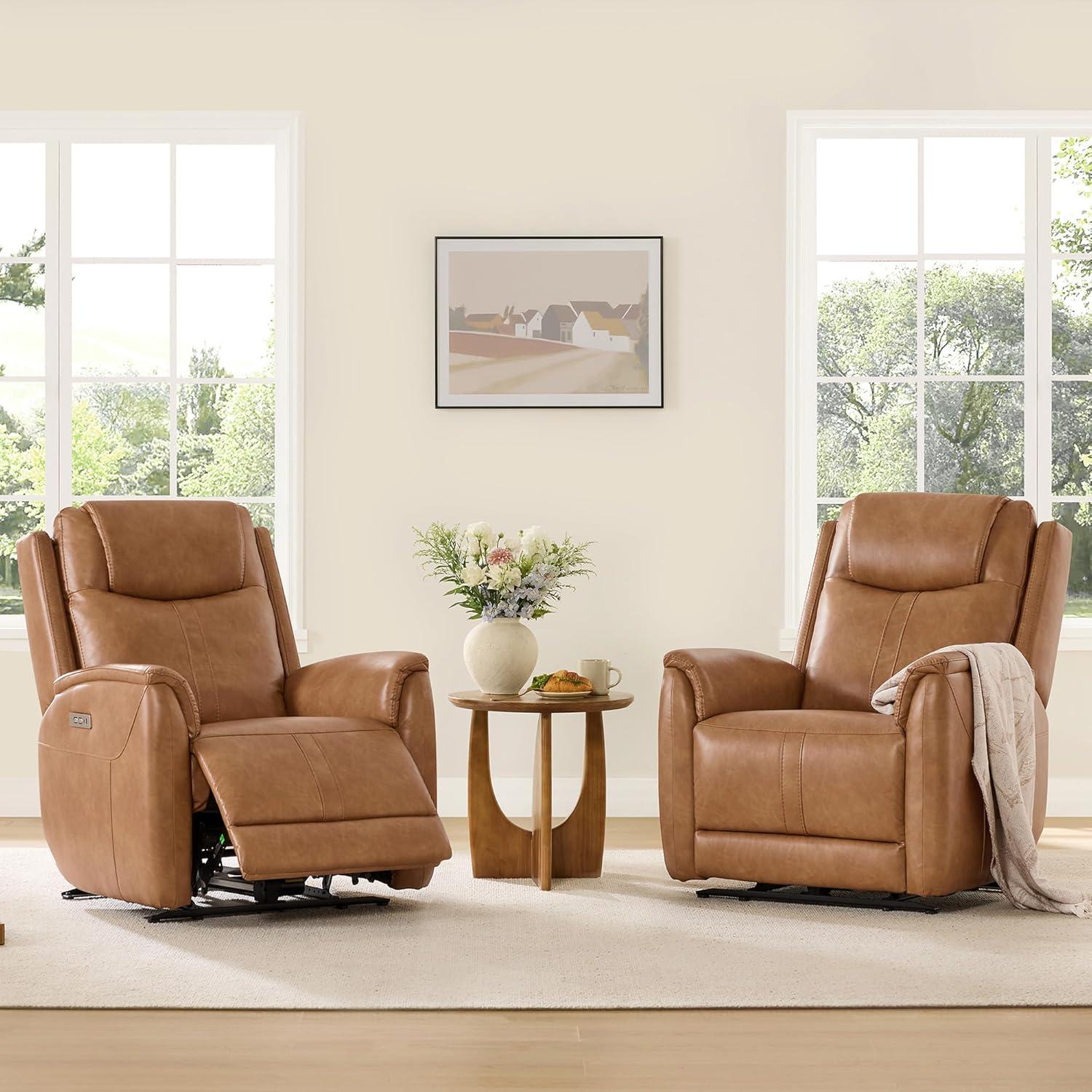 image:imageCHITA Power Recliner Chairs for Adults Electric Leather Super Zero Gravity Recliner with USB amp TypeC Charging Ports for Living Room Bedroom amp Home Theater Relaxation Faux Leather in ChocolateCamel