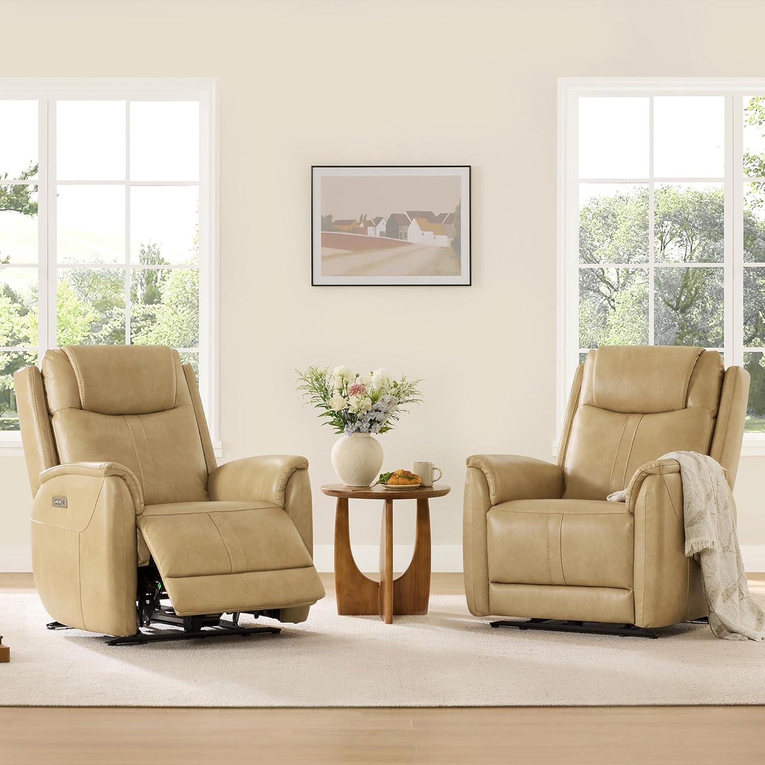 image:imageCHITA Power Recliner Chairs for Adults Electric Leather Super Zero Gravity Recliner with USB amp TypeC Charging Ports for Living Room Bedroom amp Home Theater Relaxation Faux Leather in ChocolateTan