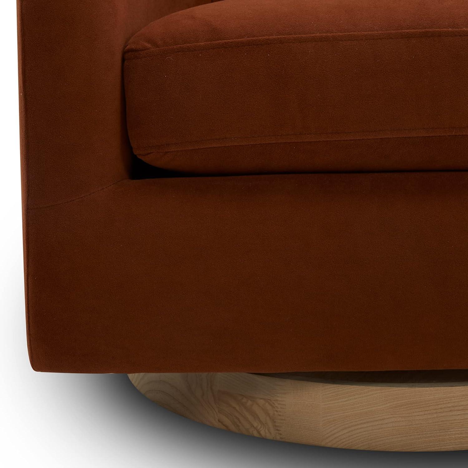 image:imageCHITA Swivel Accent Chair FSC Certified Upholstered Fabric Barrel Chair for Living Room Fully Assembled Flax BeigeBurnt Orange