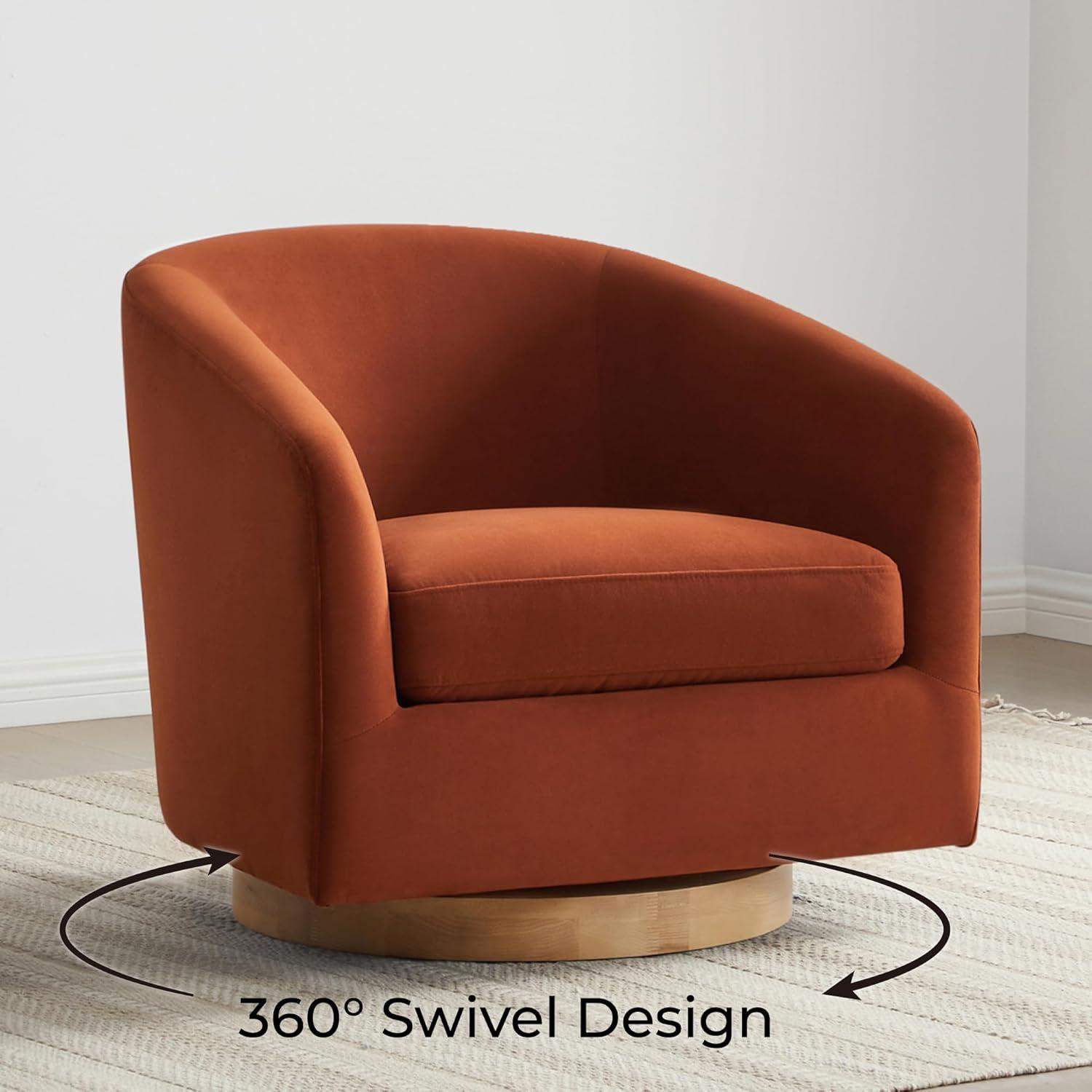 image:imageCHITA Swivel Accent Chair FSC Certified Upholstered Fabric Barrel Chair for Living Room Fully Assembled Flax BeigeBurnt Orange