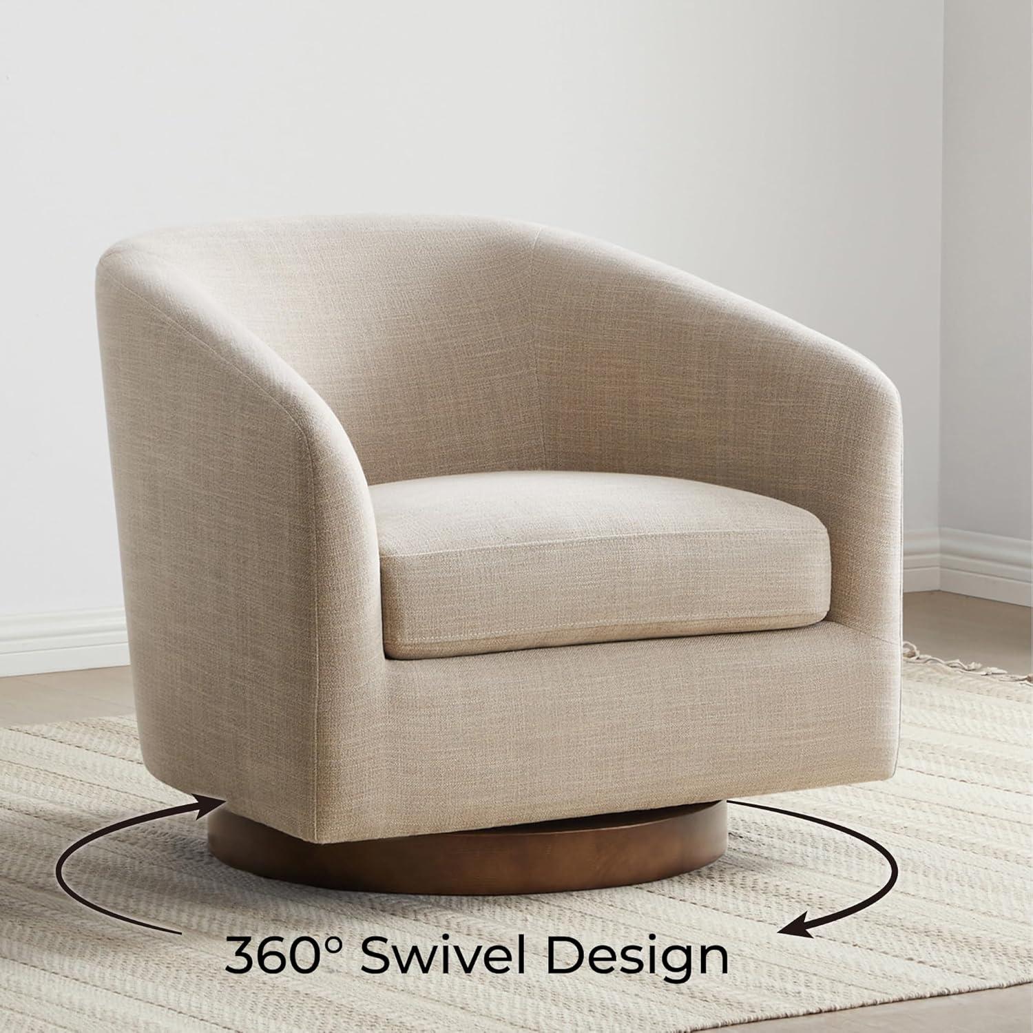 image:imageCHITA Swivel Accent Chair FSC Certified Upholstered Fabric Barrel Chair for Living Room Fully Assembled Flax BeigeFlax Beige