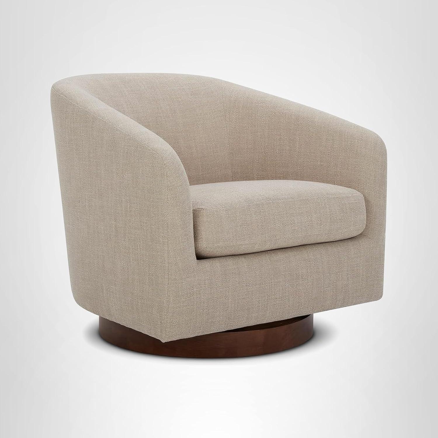 image:imageCHITA Swivel Accent Chair FSC Certified Upholstered Fabric Barrel Chair for Living Room Fully Assembled Flax BeigeFlax Beige