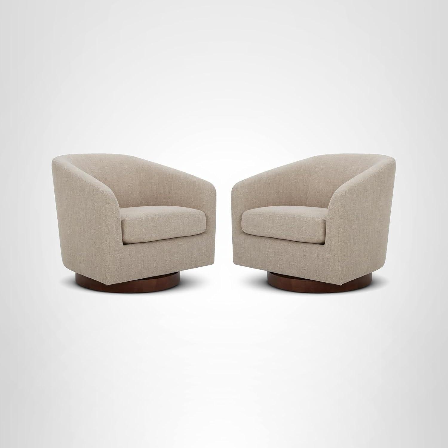 image:imageCHITA Swivel Accent Chair FSC Certified Upholstered Fabric Barrel Chair for Living Room Fully Assembled Flax BeigeFlax Beige