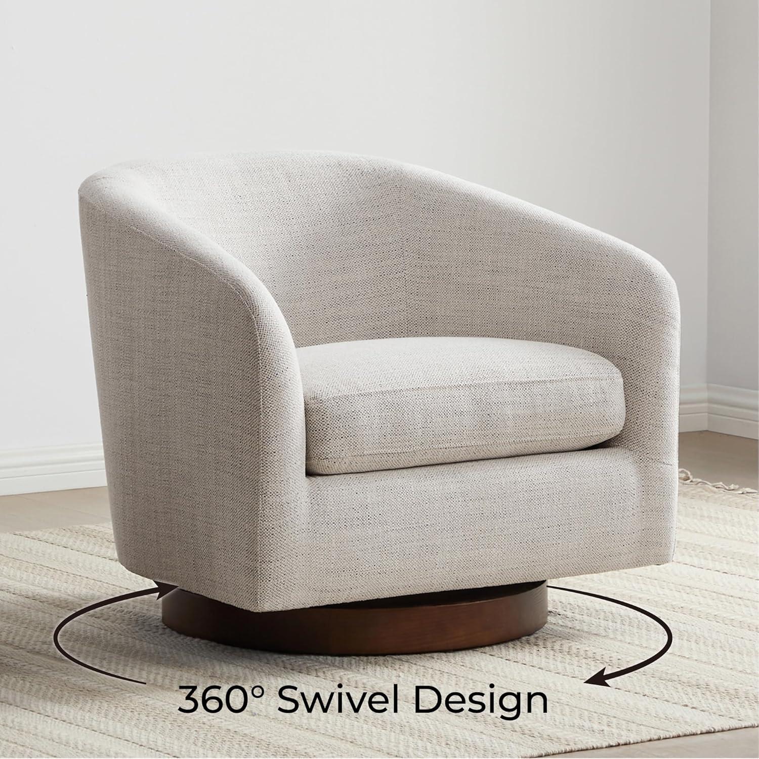 image:imageCHITA Swivel Accent Chair FSC Certified Upholstered Fabric Barrel Chair for Living Room Fully Assembled Flax BeigeIvory
