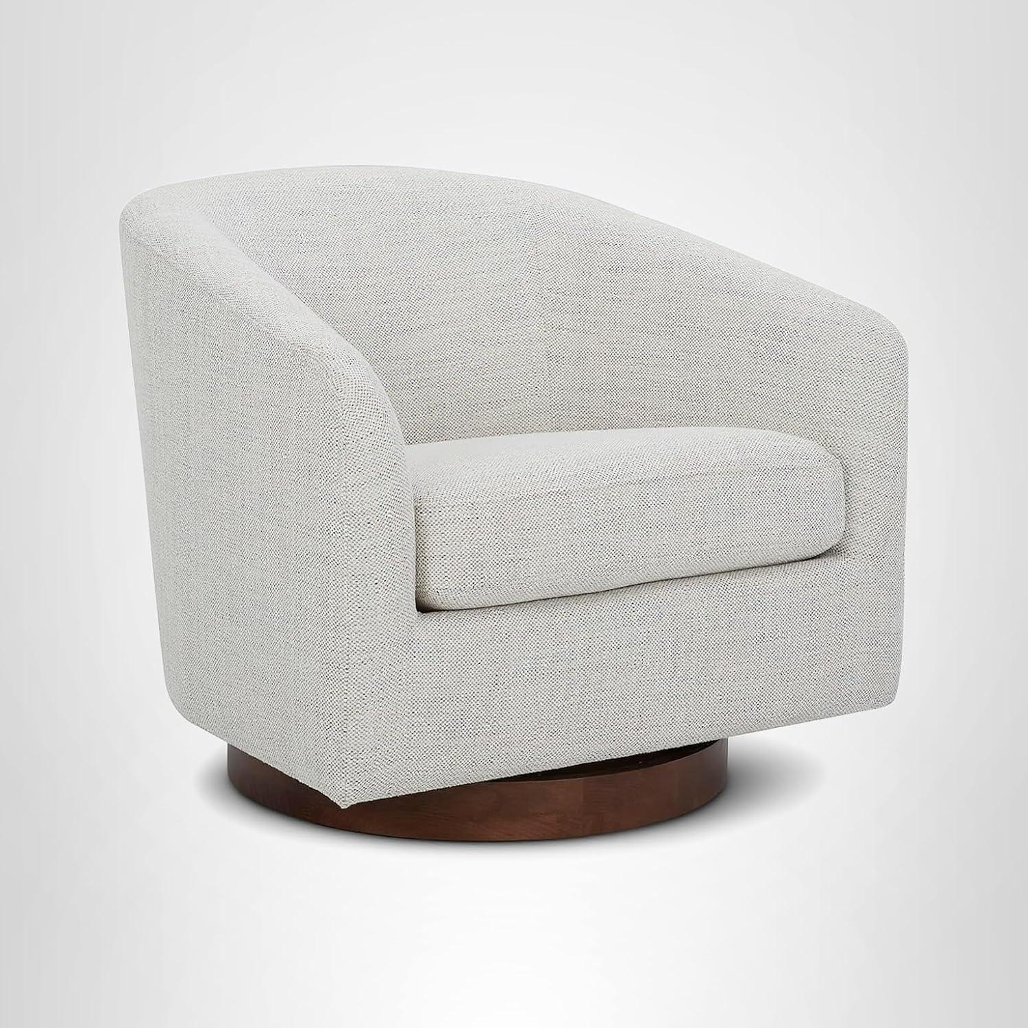 image:imageCHITA Swivel Accent Chair FSC Certified Upholstered Fabric Barrel Chair for Living Room Fully Assembled Flax BeigeIvory