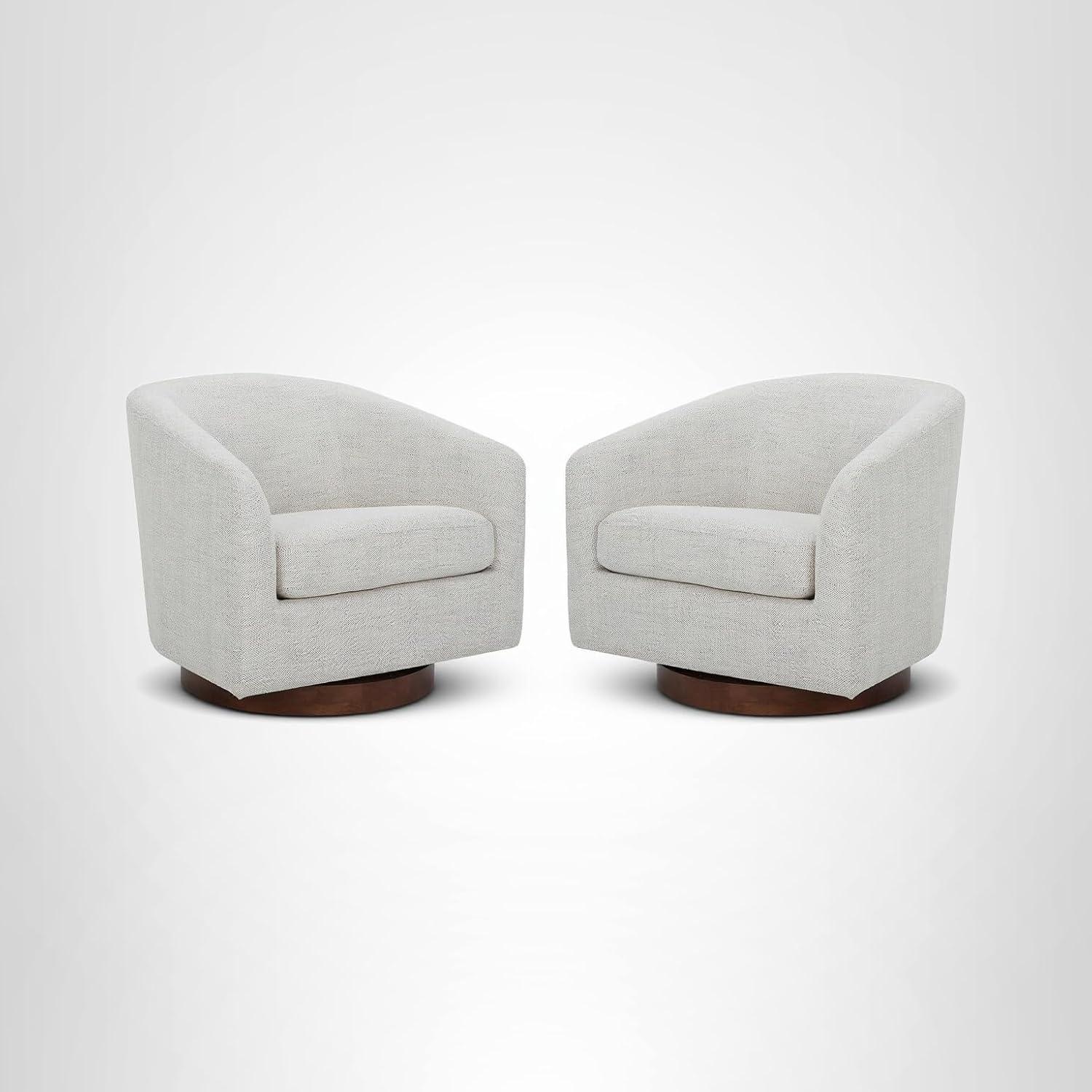 image:imageCHITA Swivel Accent Chair FSC Certified Upholstered Fabric Barrel Chair for Living Room Fully Assembled Flax BeigeIvory