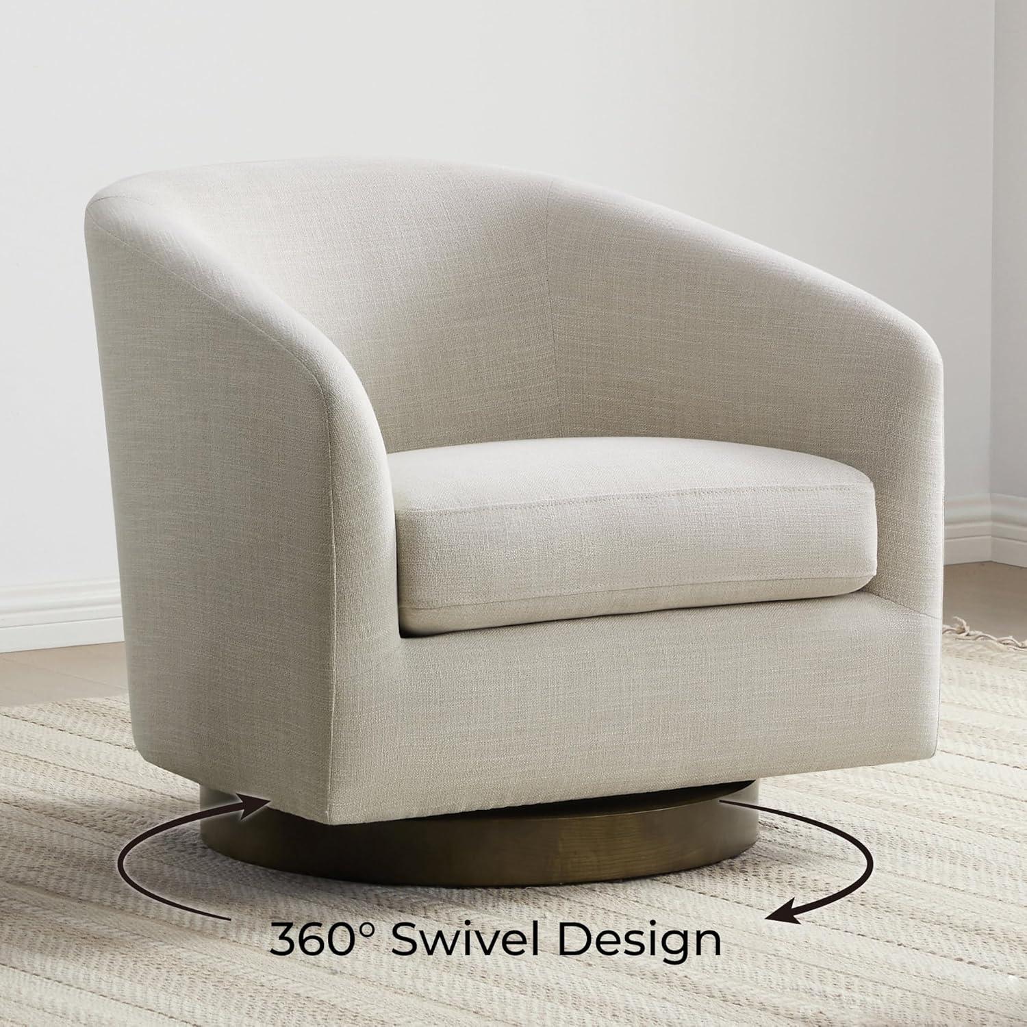 image:imageCHITA Swivel Accent Chair FSC Certified Upholstered Fabric Barrel Chair for Living Room Fully Assembled Flax BeigeLinen