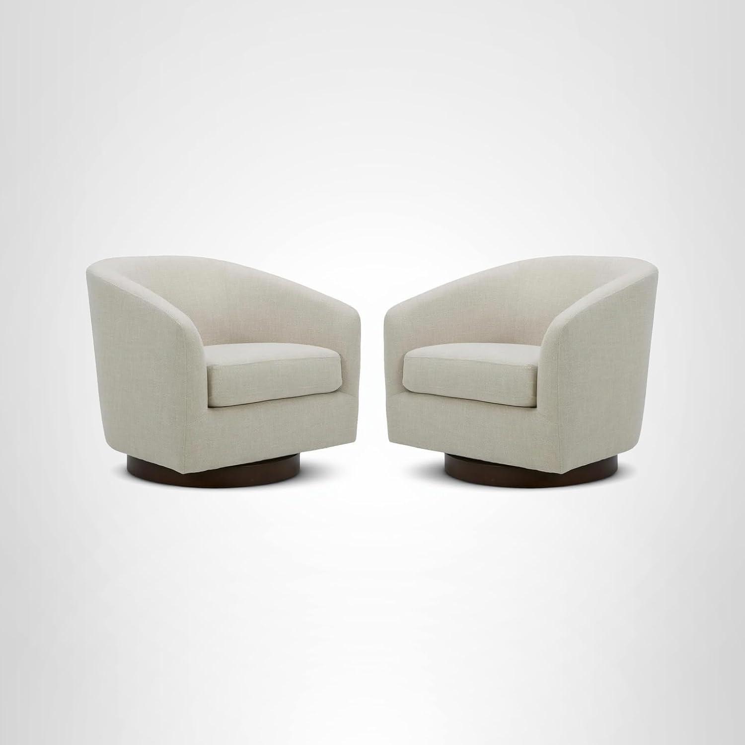 image:imageCHITA Swivel Accent Chair FSC Certified Upholstered Fabric Barrel Chair for Living Room Fully Assembled Flax BeigeLinen