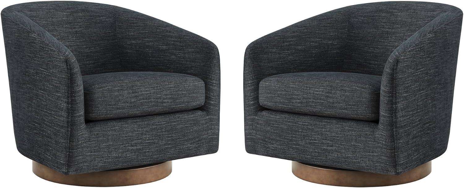 image:imageCHITA Swivel Accent Chair FSC Certified Upholstered Fabric Barrel Chair for Living Room Fully Assembled Flax BeigeMidnight
