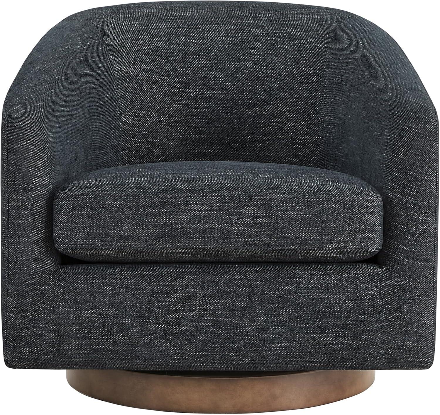 image:imageCHITA Swivel Accent Chair FSC Certified Upholstered Fabric Barrel Chair for Living Room Fully Assembled Flax BeigeMidnight