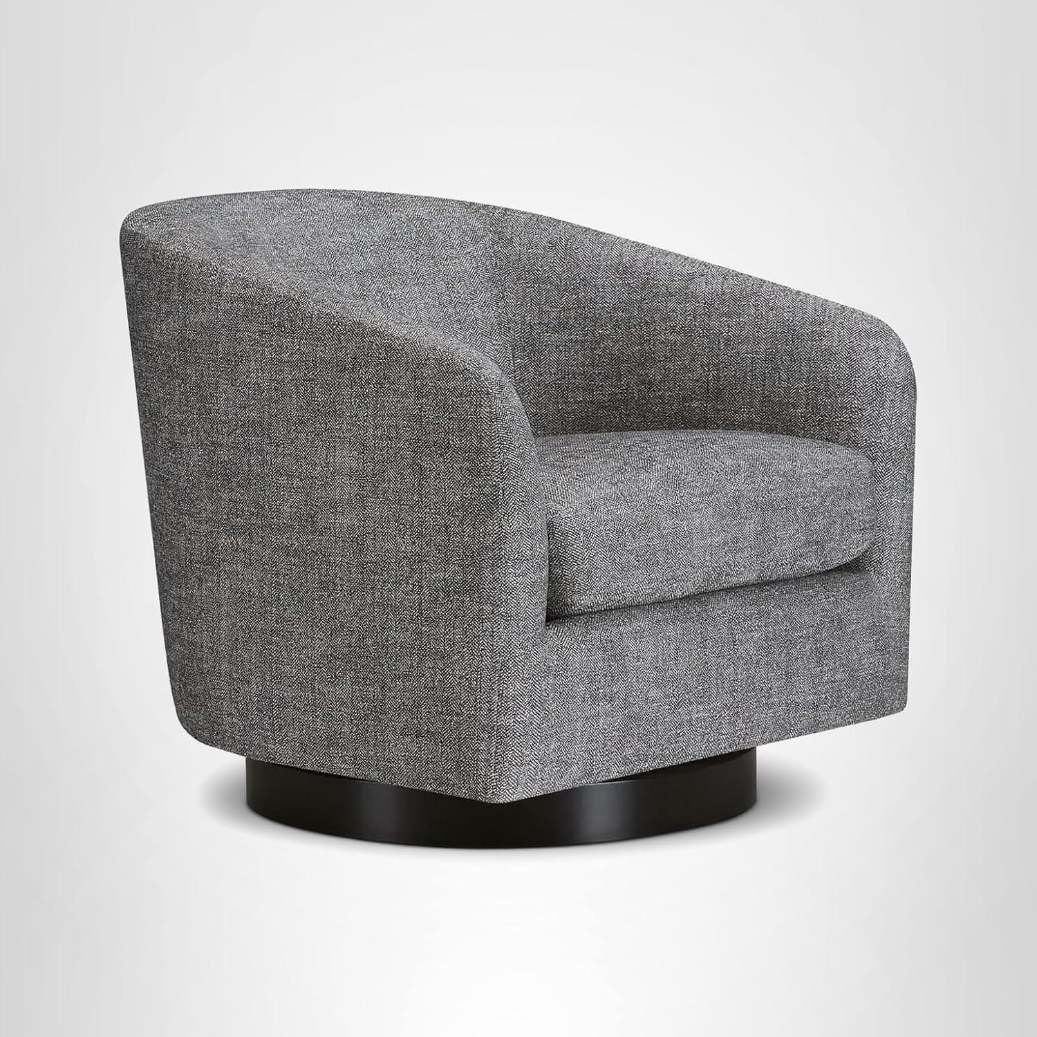 image:imageCHITA Swivel Accent Chair FSC Certified Upholstered Fabric Barrel Chair for Living Room Fully Assembled Flax BeigePebble Grey
