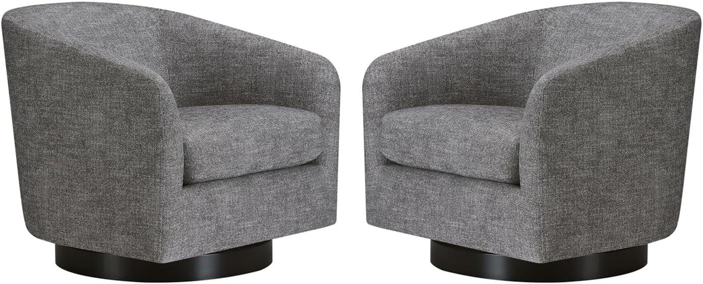 image:imageCHITA Swivel Accent Chair FSC Certified Upholstered Fabric Barrel Chair for Living Room Fully Assembled Flax BeigePebble Grey