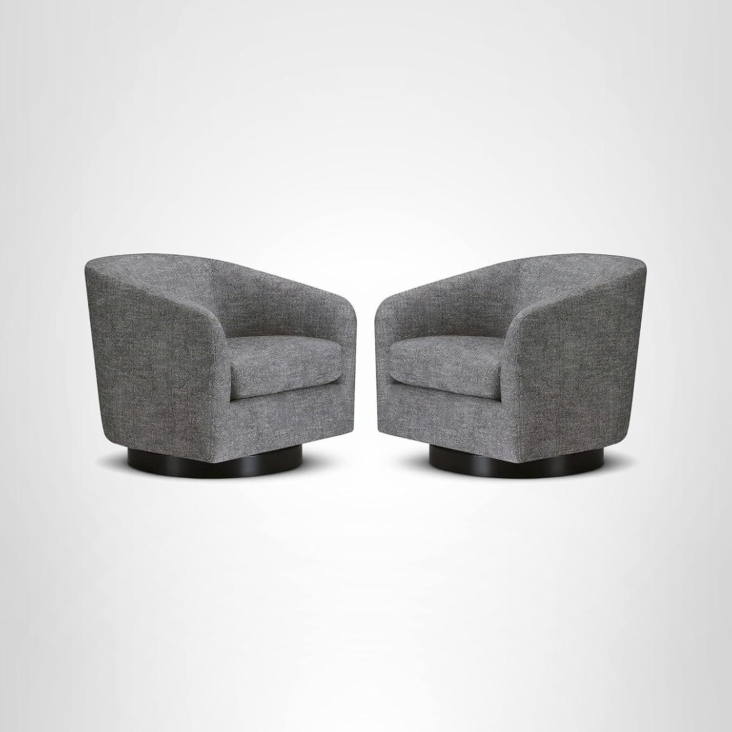 image:imageCHITA Swivel Accent Chair FSC Certified Upholstered Fabric Barrel Chair for Living Room Fully Assembled Flax BeigePebble Grey