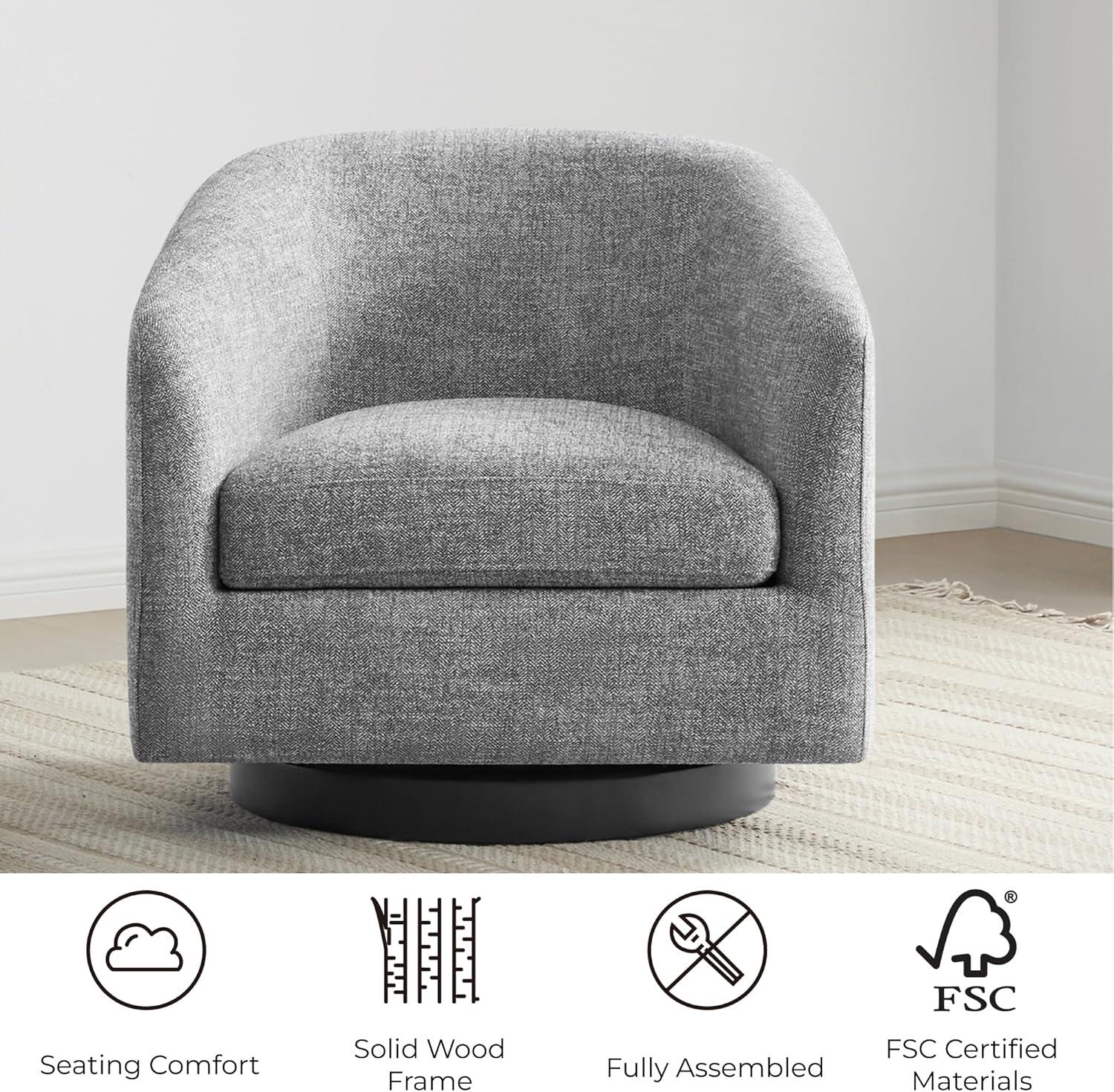 image:imageCHITA Swivel Accent Chair FSC Certified Upholstered Fabric Barrel Chair for Living Room Fully Assembled Flax BeigePebble Grey
