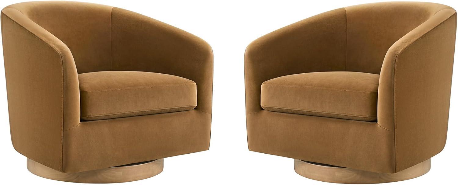image:imageCHITA Swivel Accent Chair FSC Certified Upholstered Fabric Barrel Chair for Living Room Fully Assembled Flax BeigeSand
