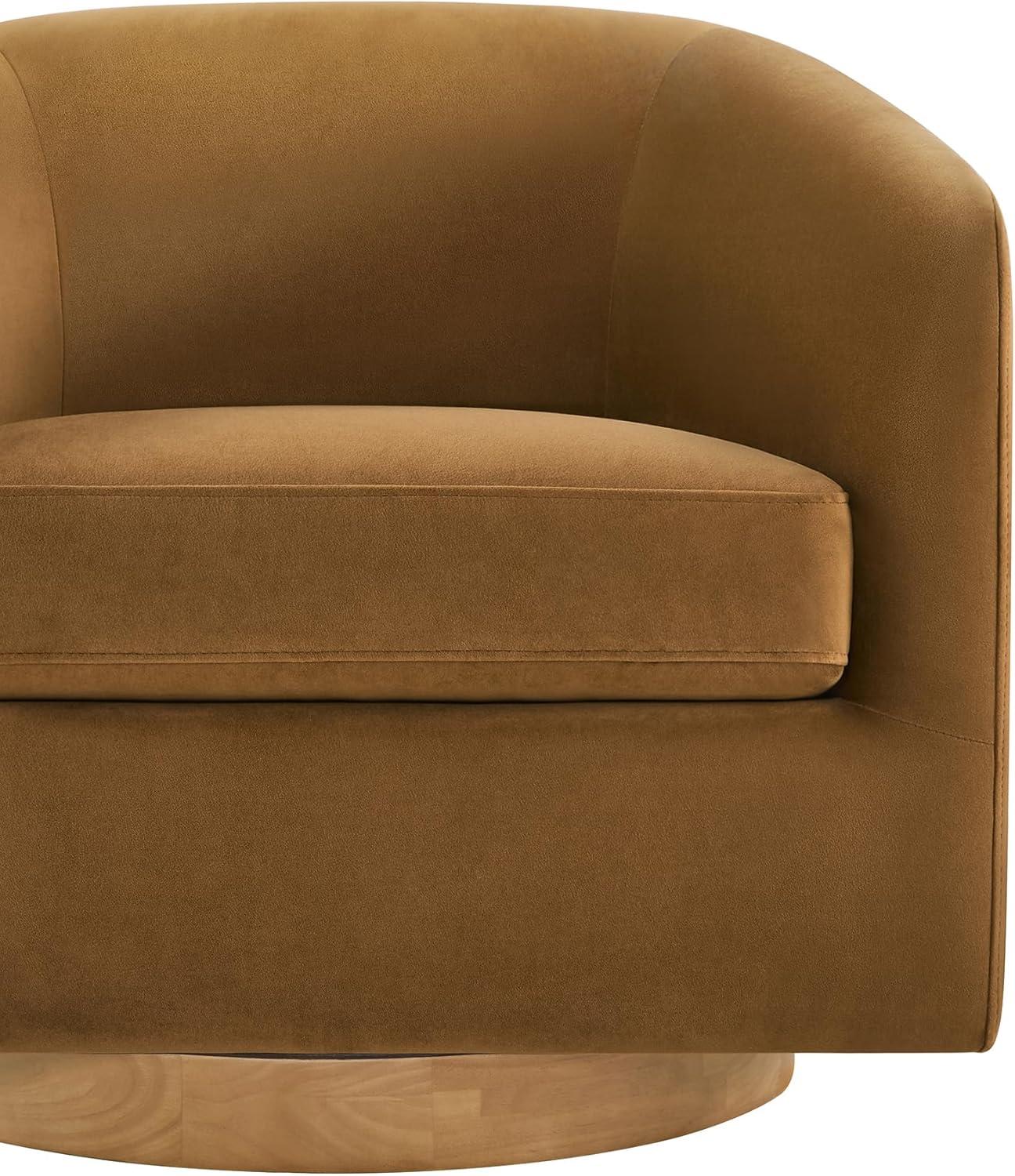 image:imageCHITA Swivel Accent Chair FSC Certified Upholstered Fabric Barrel Chair for Living Room Fully Assembled Flax BeigeSand