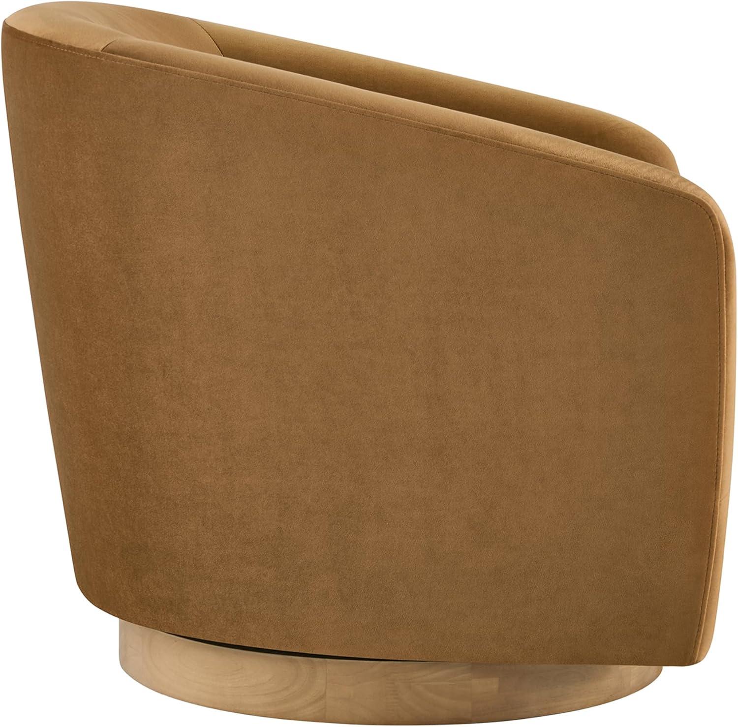 image:imageCHITA Swivel Accent Chair FSC Certified Upholstered Fabric Barrel Chair for Living Room Fully Assembled Flax BeigeSand