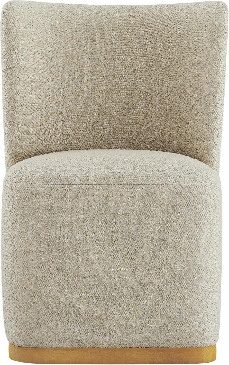 image:imageCHITA Upholstered Rolling Dining Chair on Casters Set of 2 FSC Certified Modern Fabric Dining Chair with Casters Boucle Dining Chairs for Reading Room Kitchen Dining Room PearlOatmeal