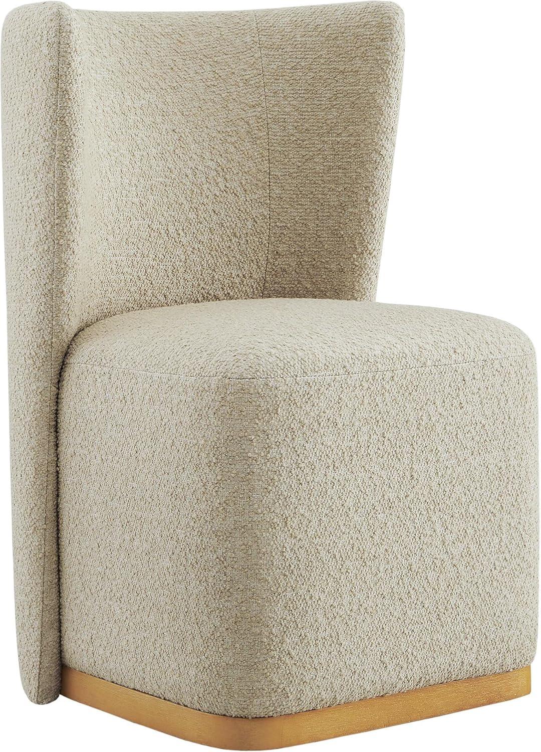 image:imageCHITA Upholstered Rolling Dining Chair on Casters Set of 2 FSC Certified Modern Fabric Dining Chair with Casters Boucle Dining Chairs for Reading Room Kitchen Dining Room PearlOatmeal