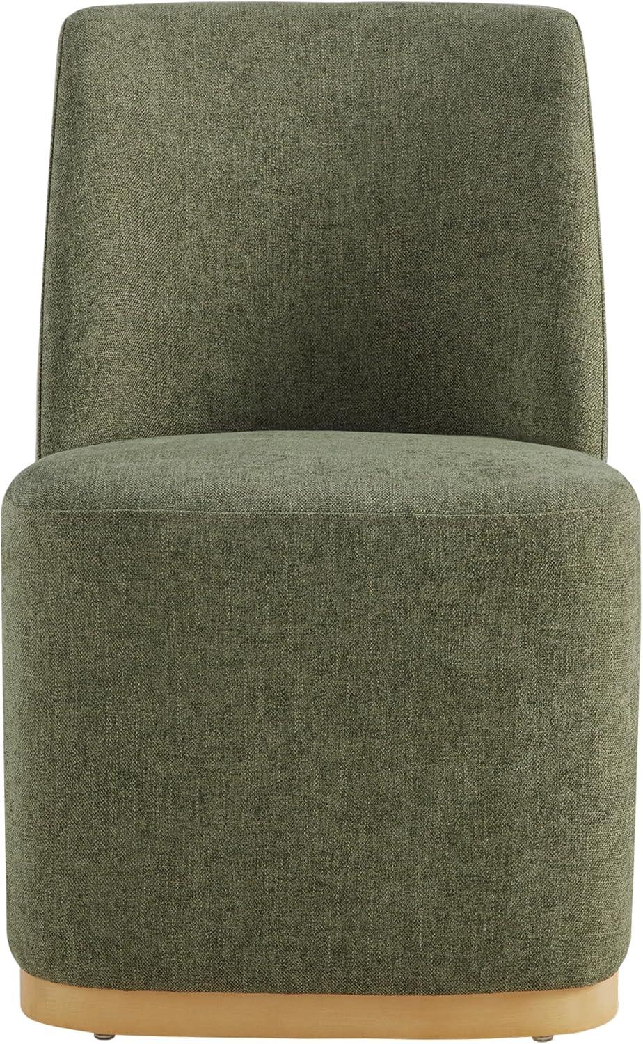 image:imageCHITA Upholstered Rolling Dining Chair on Casters Set of 2 FSC Certified Modern Fabric Dining Chair with Casters Boucle Dining Chairs for Reading Room Kitchen Dining Room PearlMoss Green