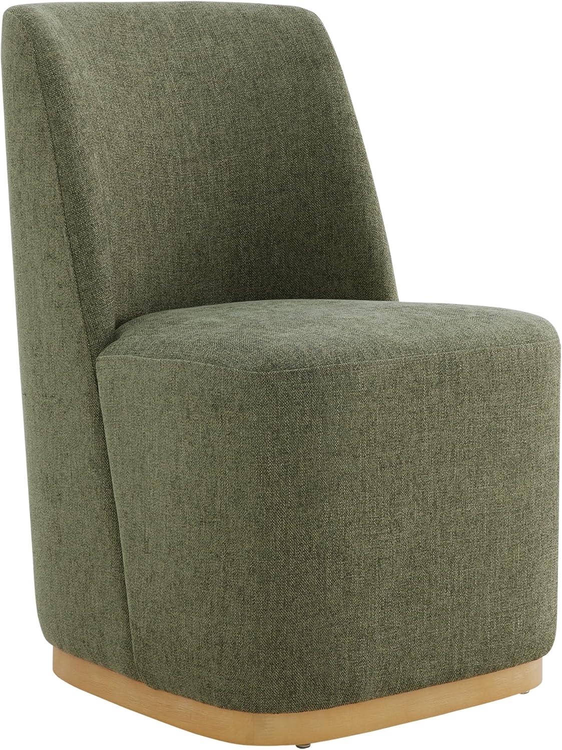 image:imageCHITA Upholstered Rolling Dining Chair on Casters Set of 2 FSC Certified Modern Fabric Dining Chair with Casters Boucle Dining Chairs for Reading Room Kitchen Dining Room PearlMoss Green