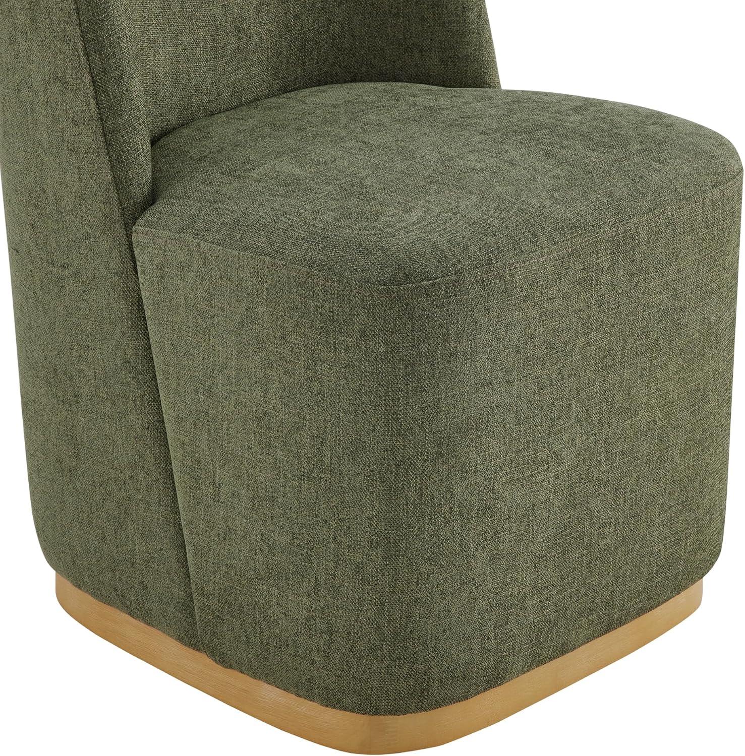 image:imageCHITA Upholstered Rolling Dining Chair on Casters Set of 2 FSC Certified Modern Fabric Dining Chair with Casters Boucle Dining Chairs for Reading Room Kitchen Dining Room PearlMoss Green