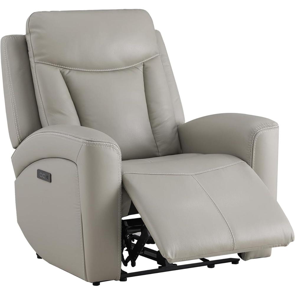 image:imageCHITA Genuine Leather Power Recliner Chair for Adults Super Zero Gravity Recliner with Adjustable Power Headrest amp USBTypeC Ports for Living Room Bedroom amp Home Theater Light GrayLight Gray