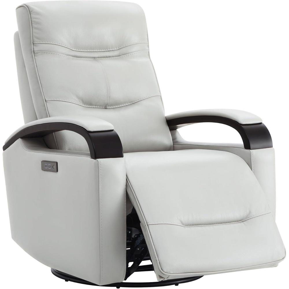 image:imageCHITA Genuine Leather Power Swivel Glider Rocker Recliner FSC Certified Mid Century Modern Recliner Chair for Adults Adjustable Power Headrest for Nursery and Living Room Creamy GreyCreamy Grey
